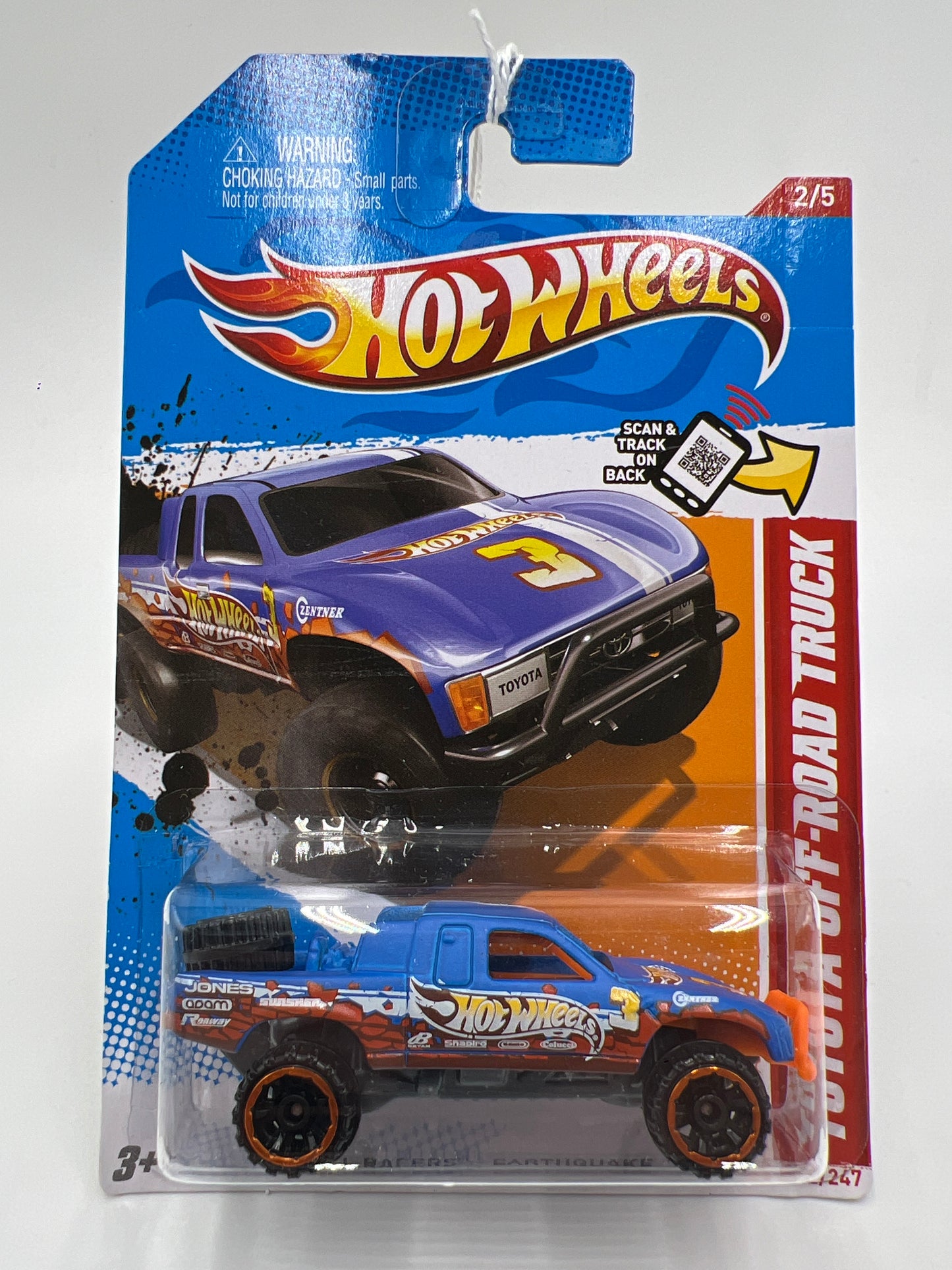 2012 Hot Wheels Thrill Racers Earthquake #222 Toyota Off Road Truck Blue 94E