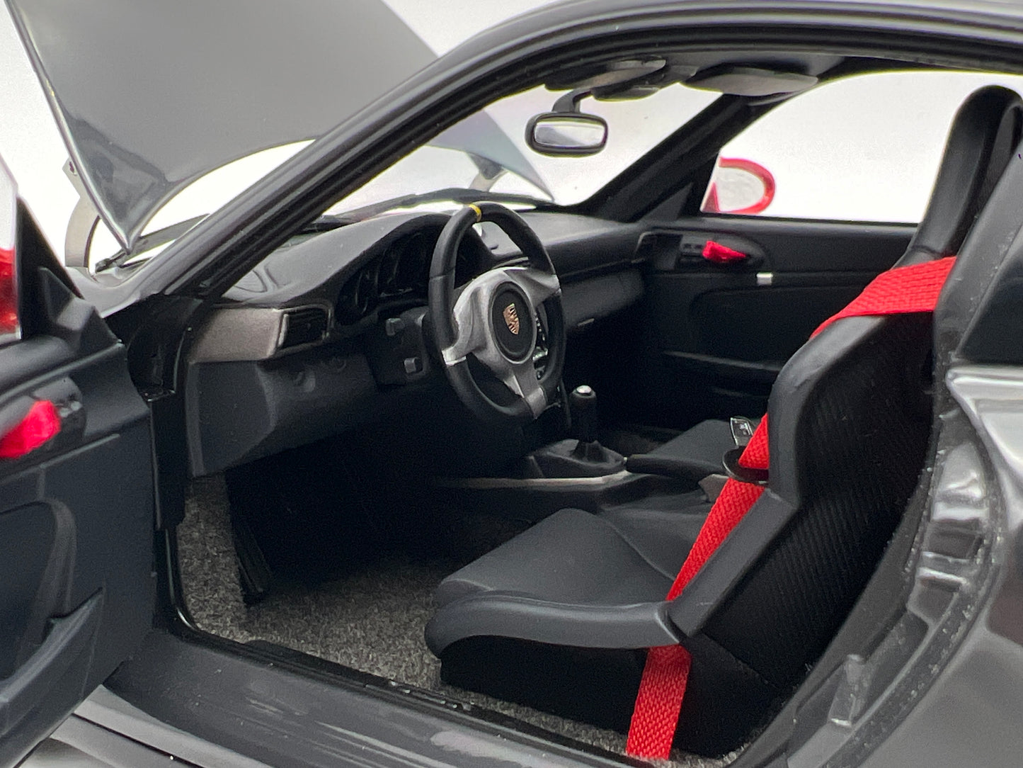 Rare AutoArt 1:18 Scale Porsche 911 997 GT3 RS 3.8 Gray/Red Loose VHTF Exceptional Detail