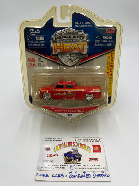 2010 Jada Badge City Heat Wave 2 #020 99 Chevy Silverado Dooley Fire Dept. Red 218A