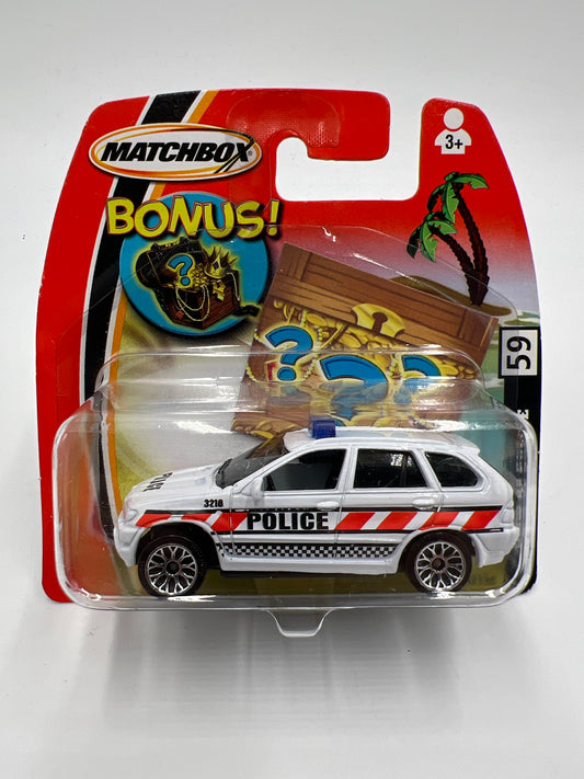 Matchbox #59 Bonus Treasure Short Card BMW X5 Police White W/Protector VHTF