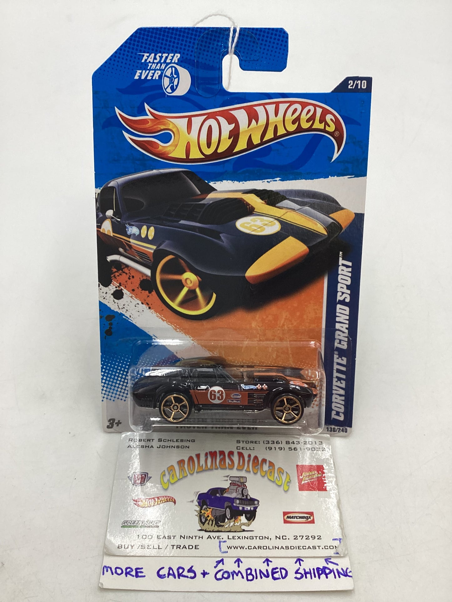 2011 Hot Wheels #130 Corvette Grand Sport Black Kmart Exclusive 238F