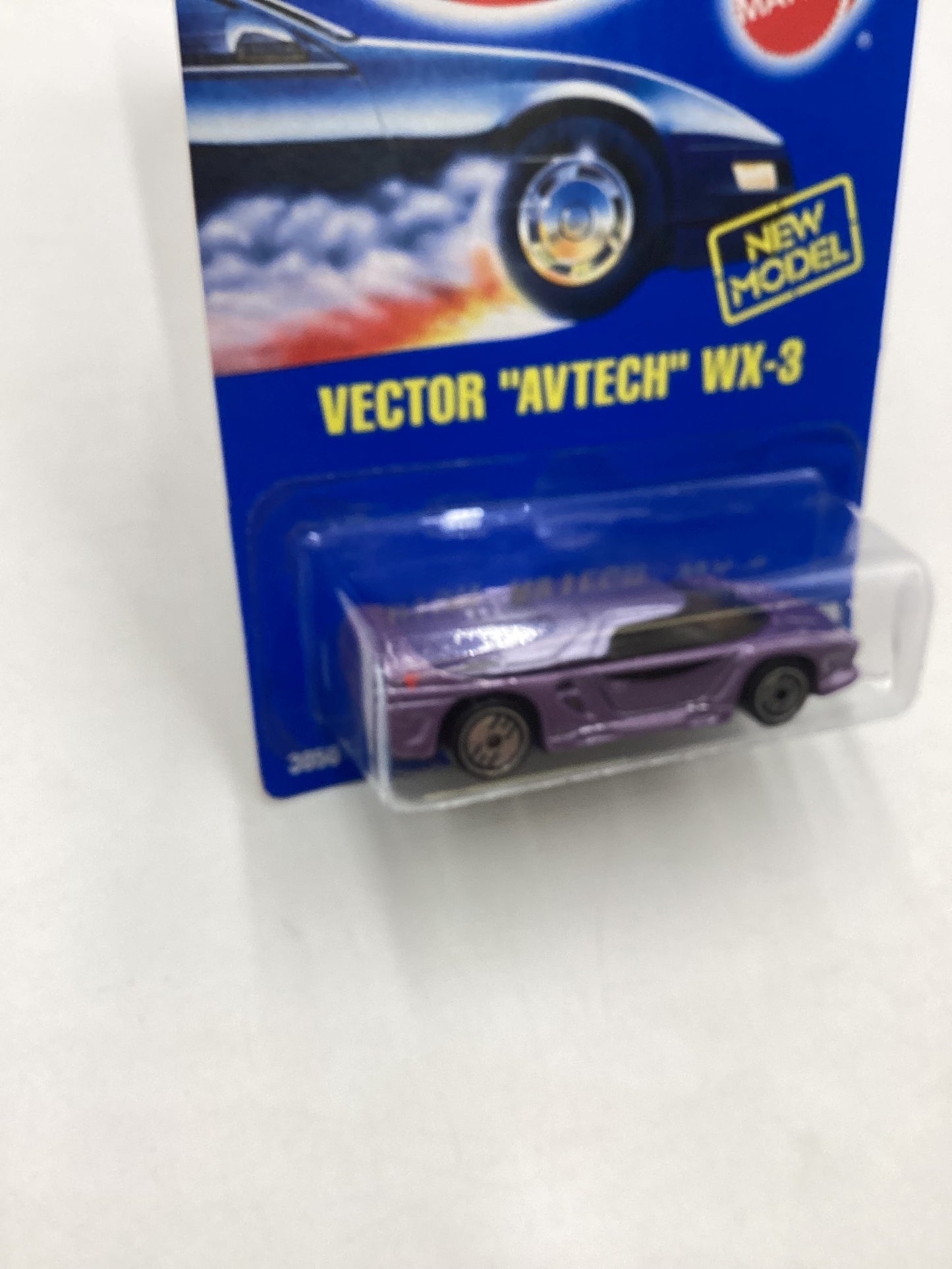 Hot Wheels Blue Card Collector No. 207 Vector Avtech WX-3 Purple UH Chrome Wheels