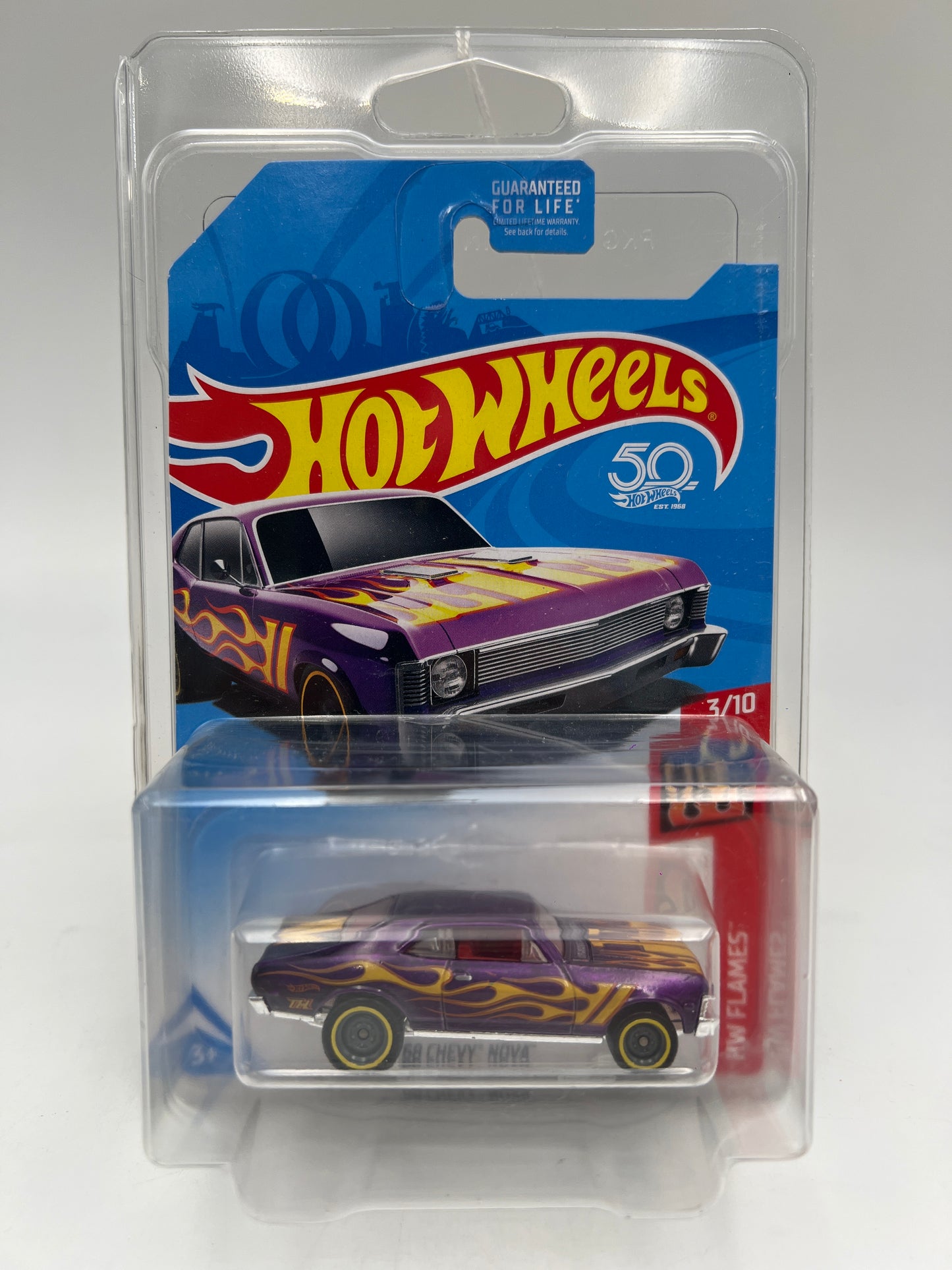 2018 Hot Wheels Super Treasure Hunt 68 Chevy Nova Purple W/Protector