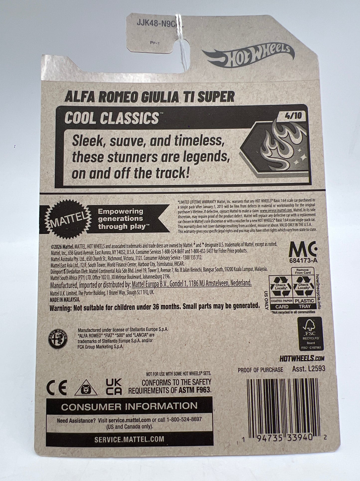 2026 Hot Wheels L Case #218 Alfa Romeo Giulia TI Super Green