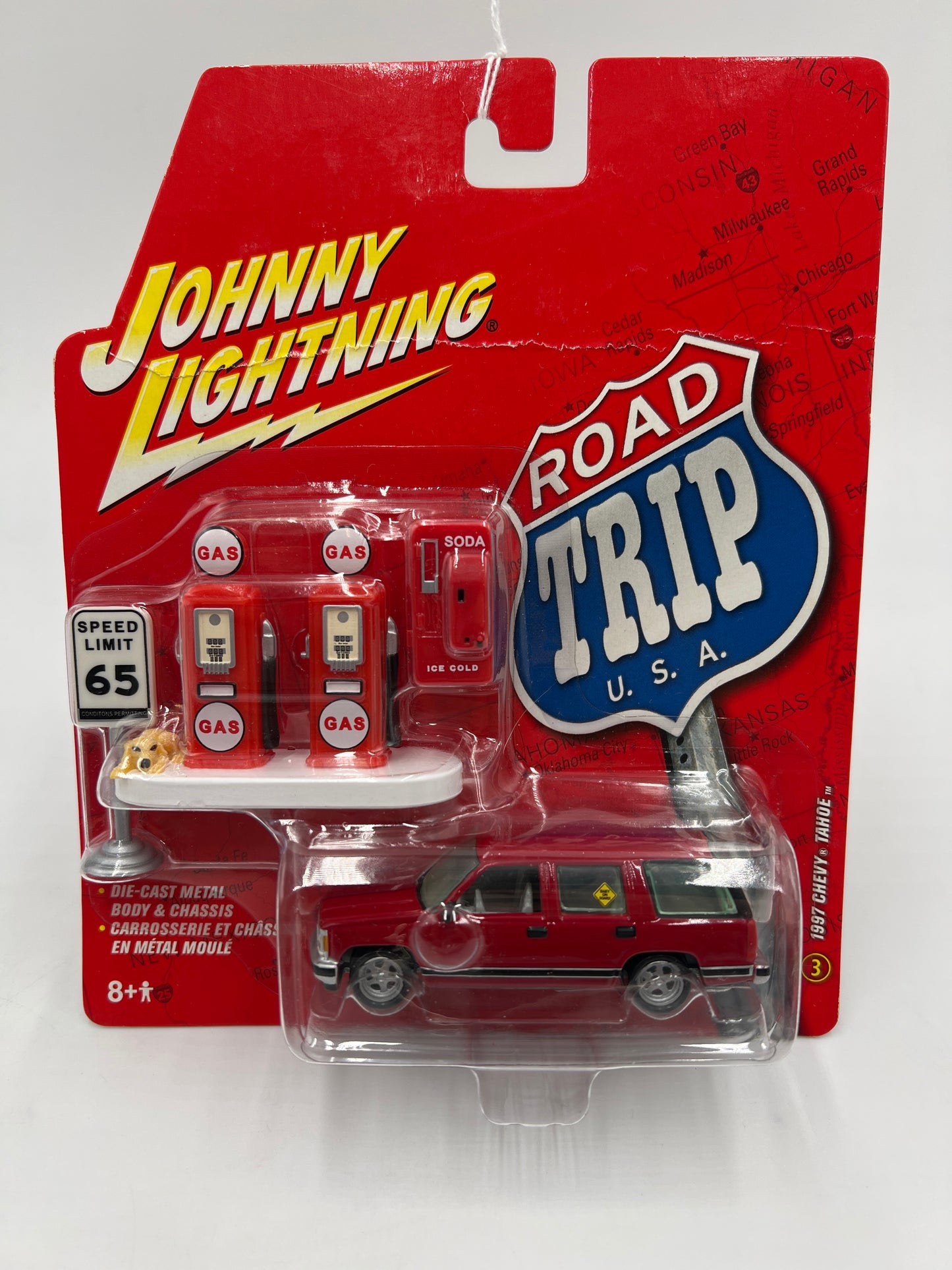 Johnny Lightning Road Trip USA #3 1997 Chevy Tahoe Red Card Not Perfect