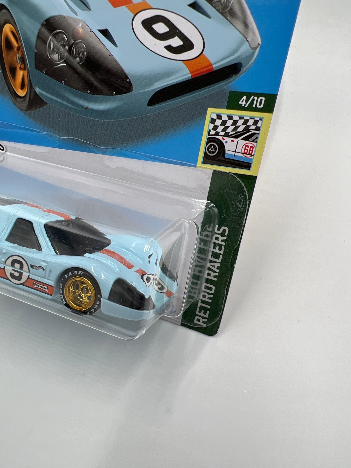 Hot Wheels 67 Ford GT40 Mk.IV Gulf Blue Wheel Swap Custom On Card W/Protector SR