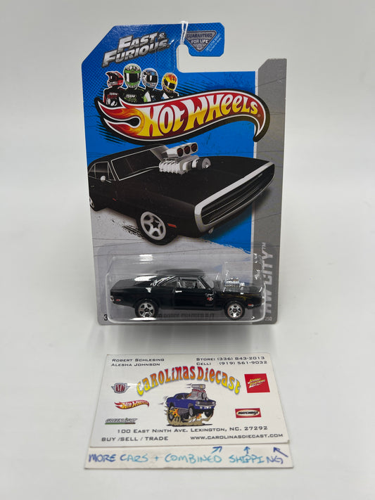 2013 Hot Wheels City #3 Fast & Furious 70 Dodge Charger R/T Black