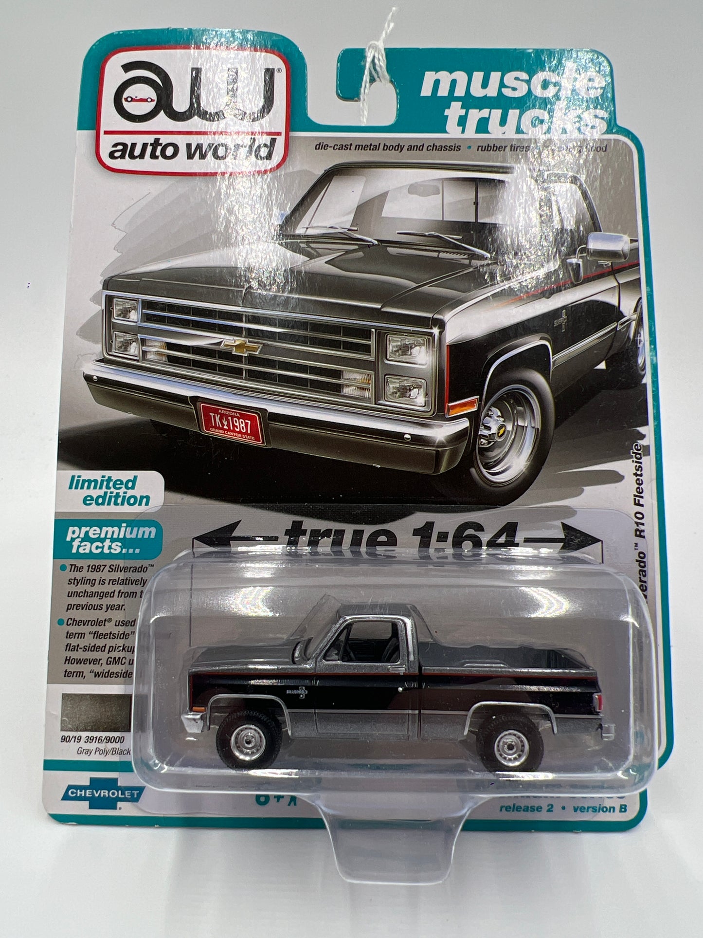 Auto World Muscle Trucks Release 2 Version B 1987 Chevy Silverado R10 Fleetside Gray/Black