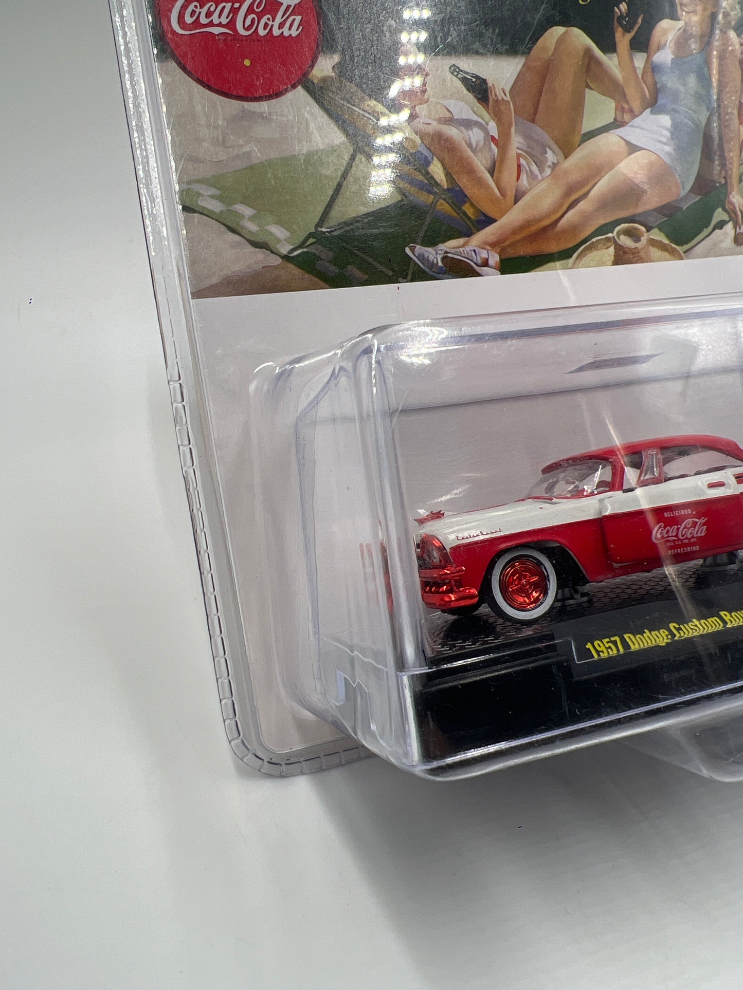 M2 Machines Coca Cola CHASE 1957 Dodge Custom Royal Lancer D500 Red/White BB01