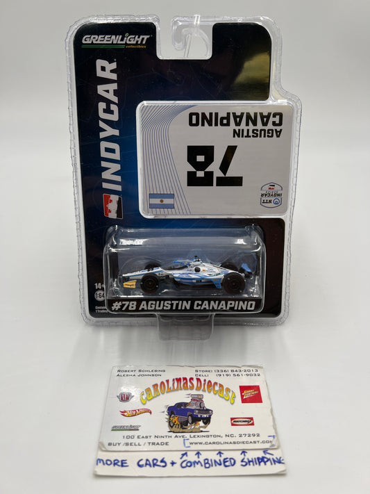 Greenlight NTT Indycar Series #78 Agustin Canapino F1 Car White/Blue Card Upside Down Error 177C