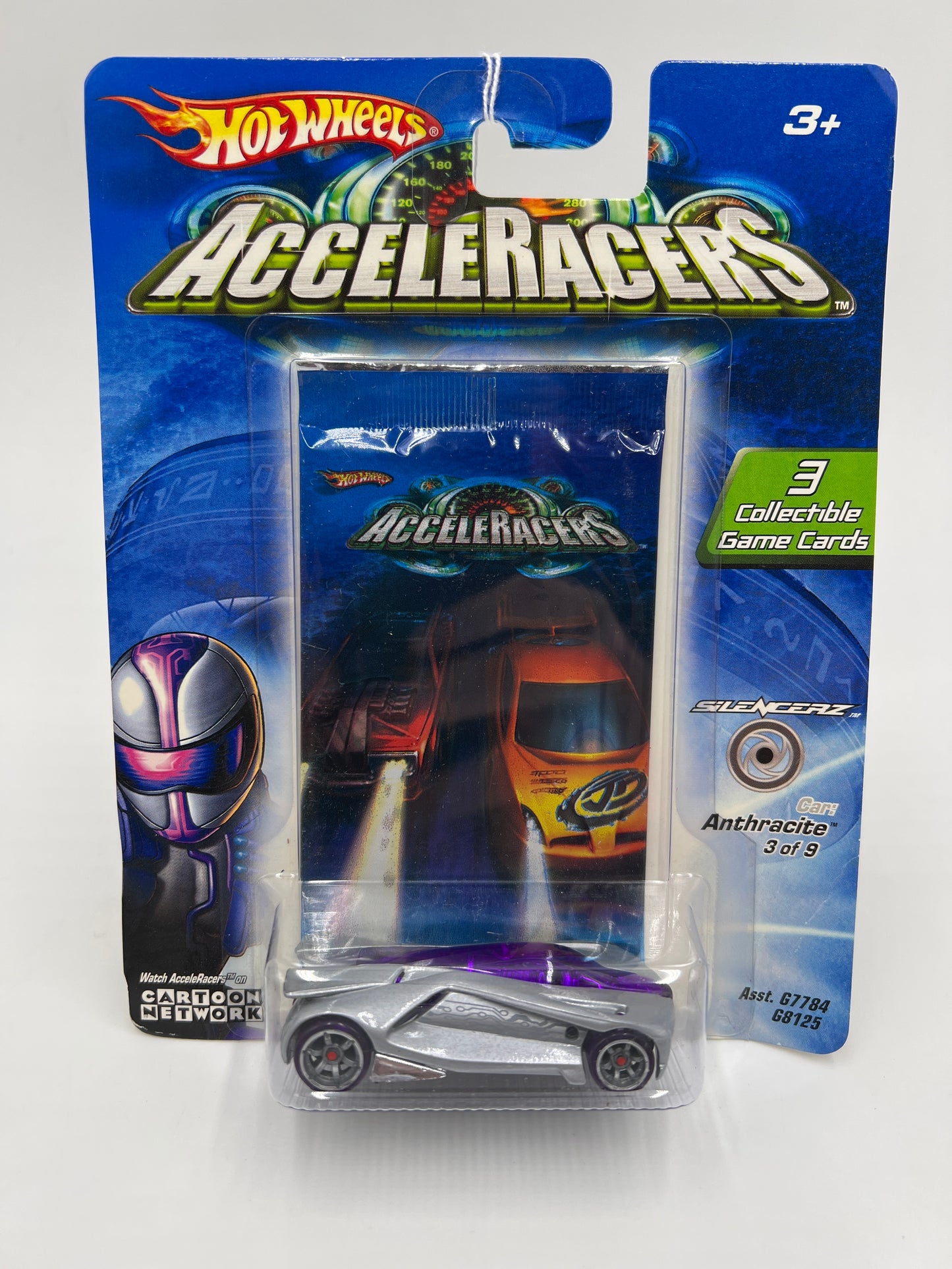 Hot Wheels Acceleracers Silencerz #3 Anthracite VHTF Card Not Perfect