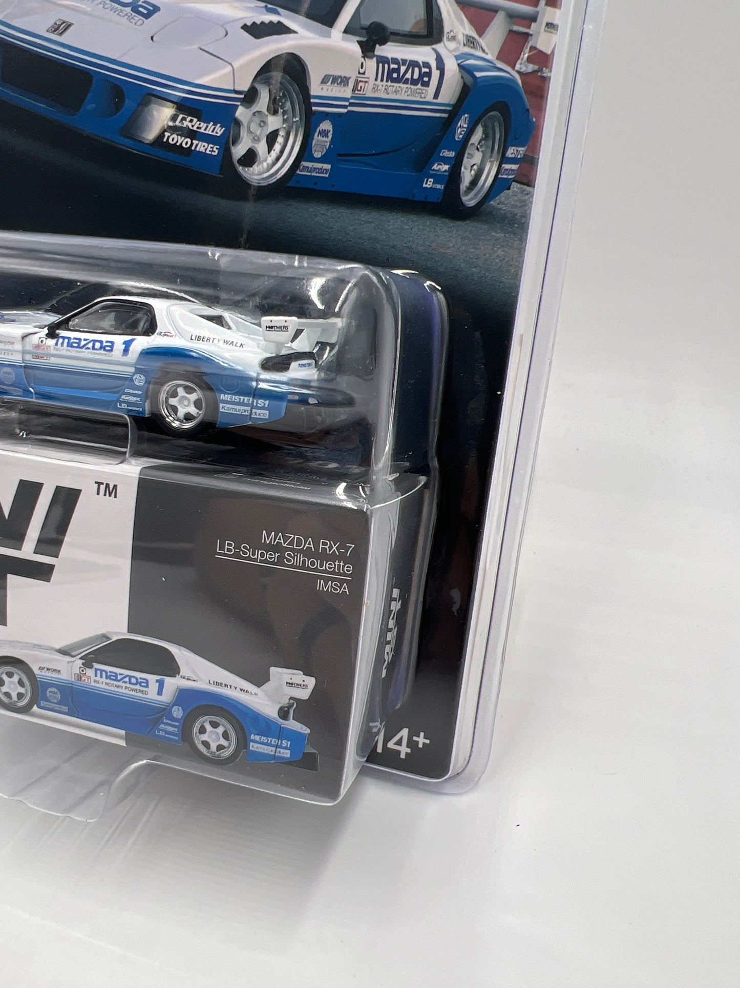 Mini GT #1011 Mazda RX-7 LB-Super Silhouette IMSA White/Blue