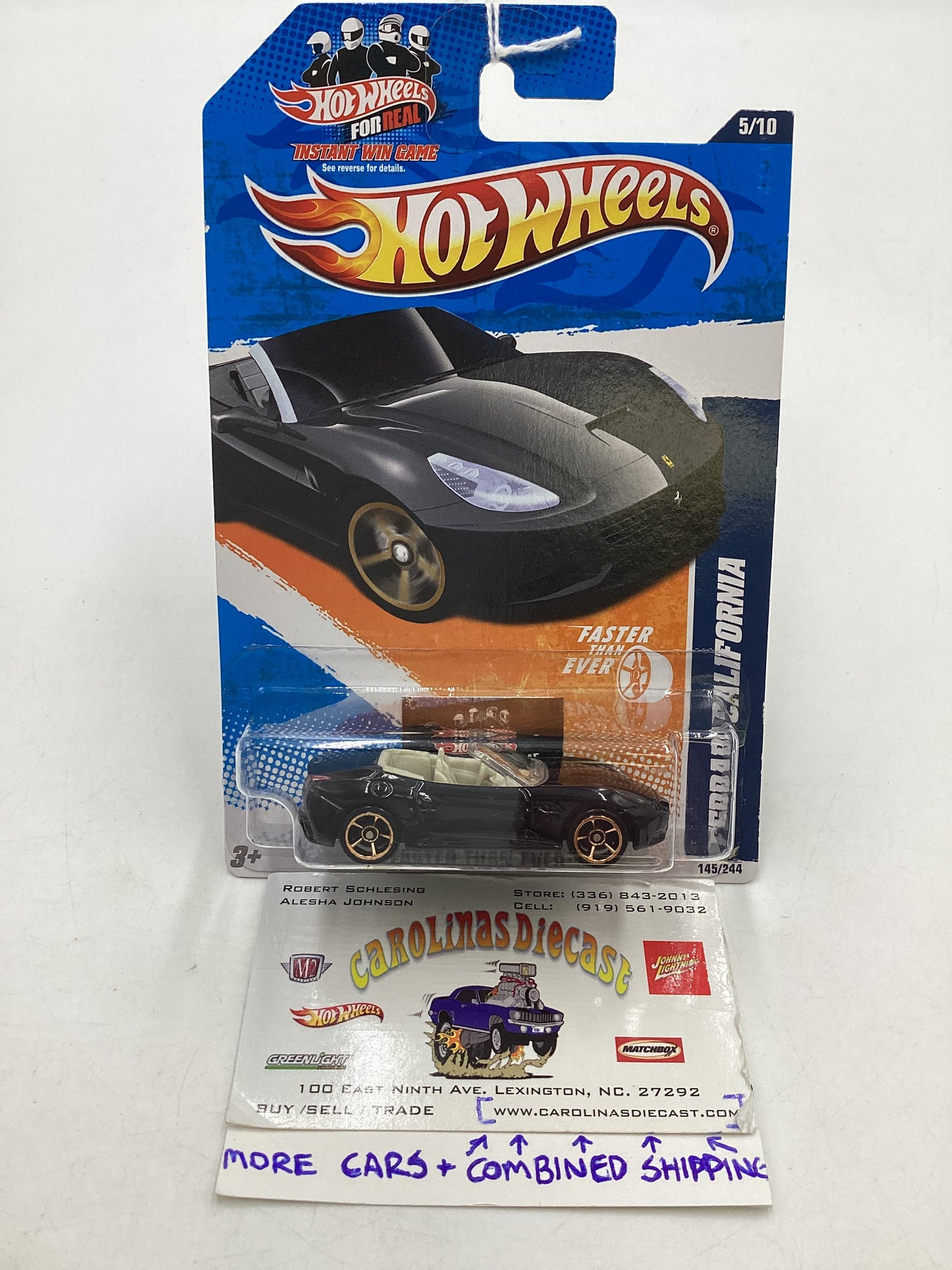 2011 Hot wheels #145 Ferrari California Black Faster than Ever SR