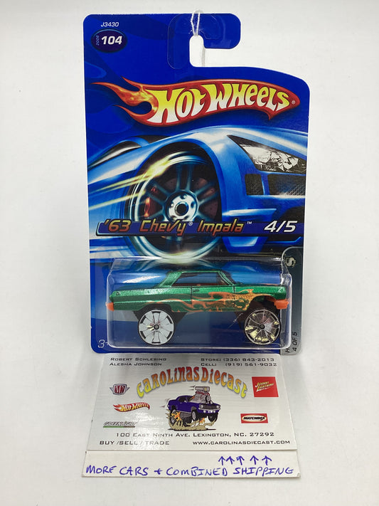 2006 Hot Wheels #104 Hi Rakers 63 Chevy Impala Green 10B