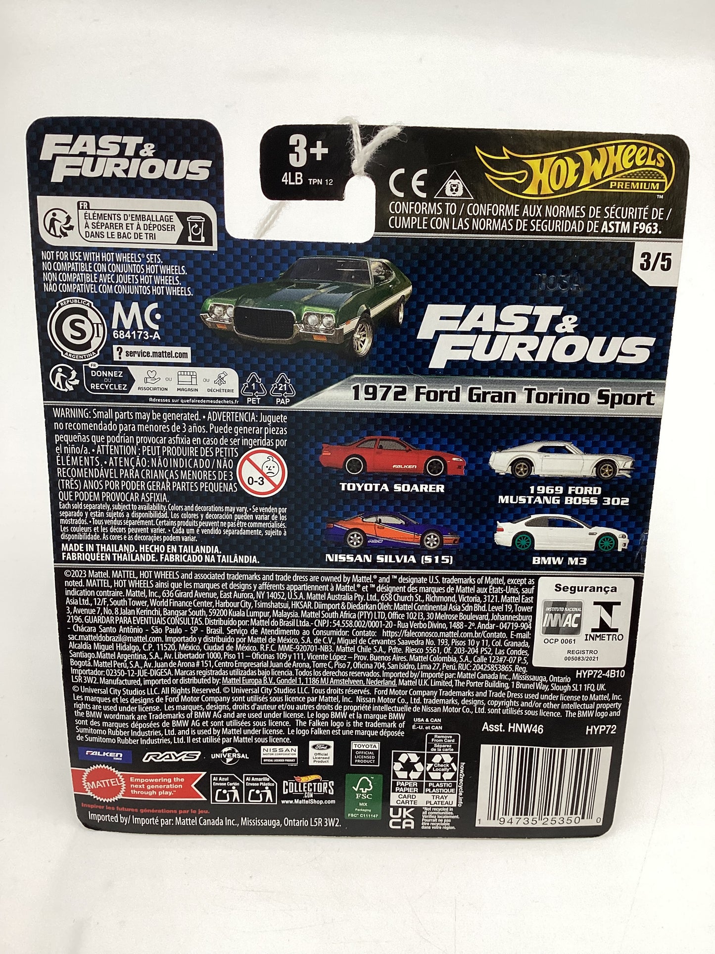 Hot Wheels Fast & Furious #3 1972 Ford Grand Torino Sport Green 246i