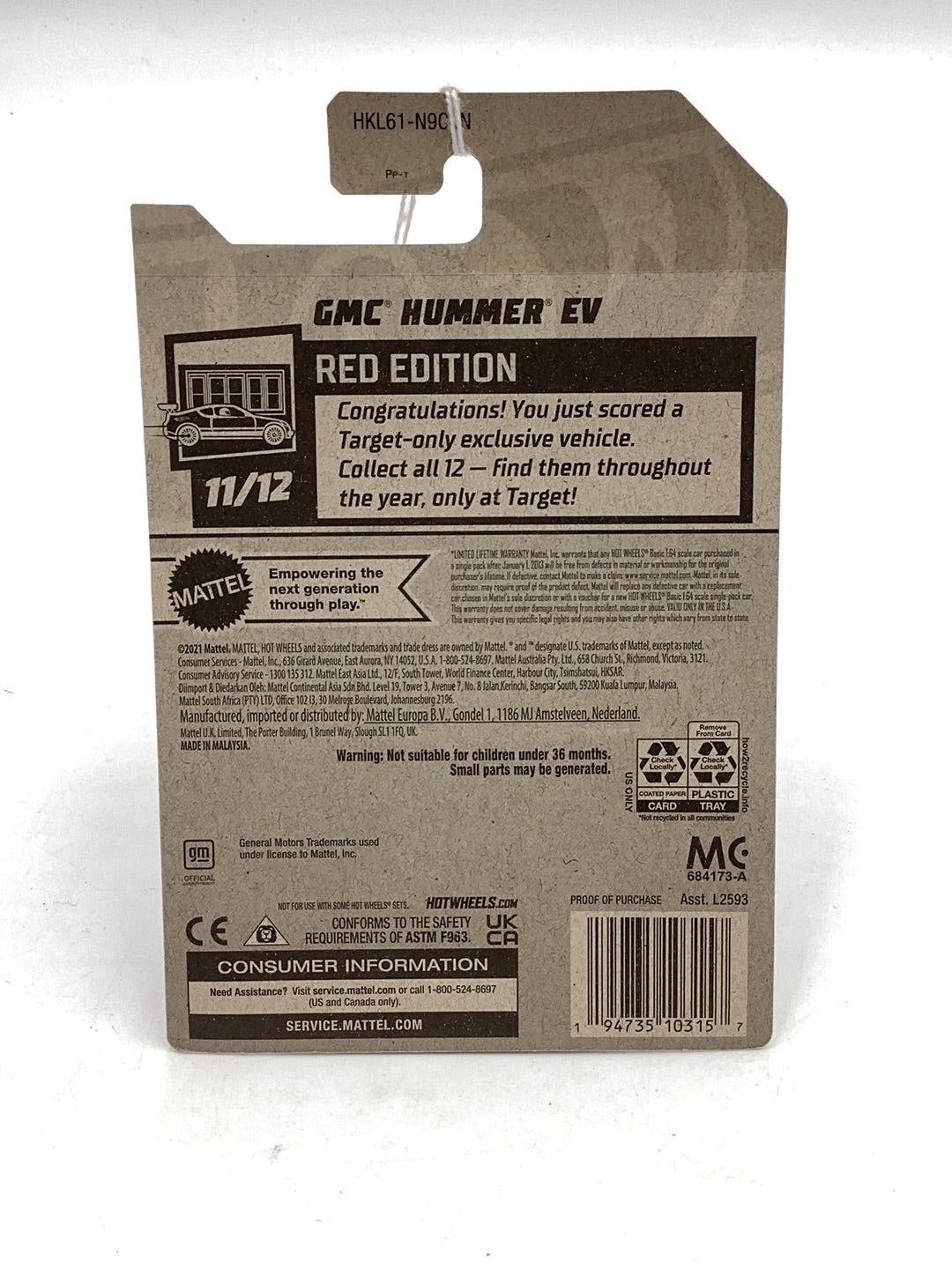 2023 Hot Wheels #116 GMC Hummer EV Red Edition