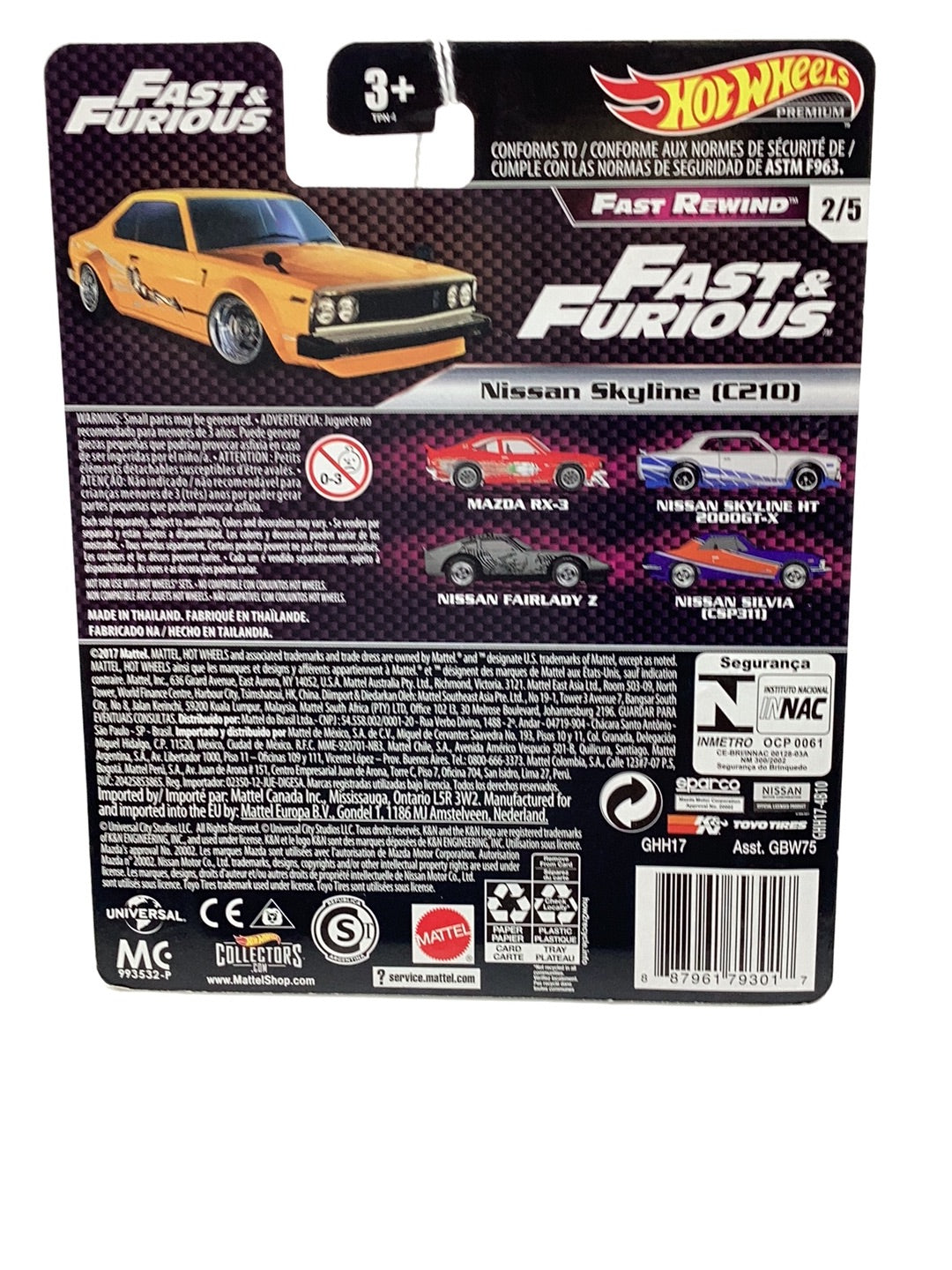 Hot wheels fast and furious Fast Rewind #2 Nissan Skyline C210 246N
