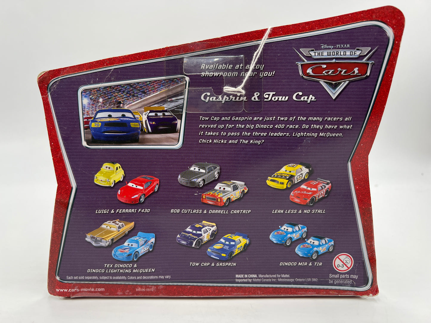 Disney Pixar The World Of Cars 2 Pack Movie Moments Gasprin & Tow Cap 142H