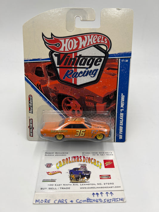 Hot Wheels Premium Vintage Racing #17 65 Ford Galaxie I. Motors Orange W/Protector