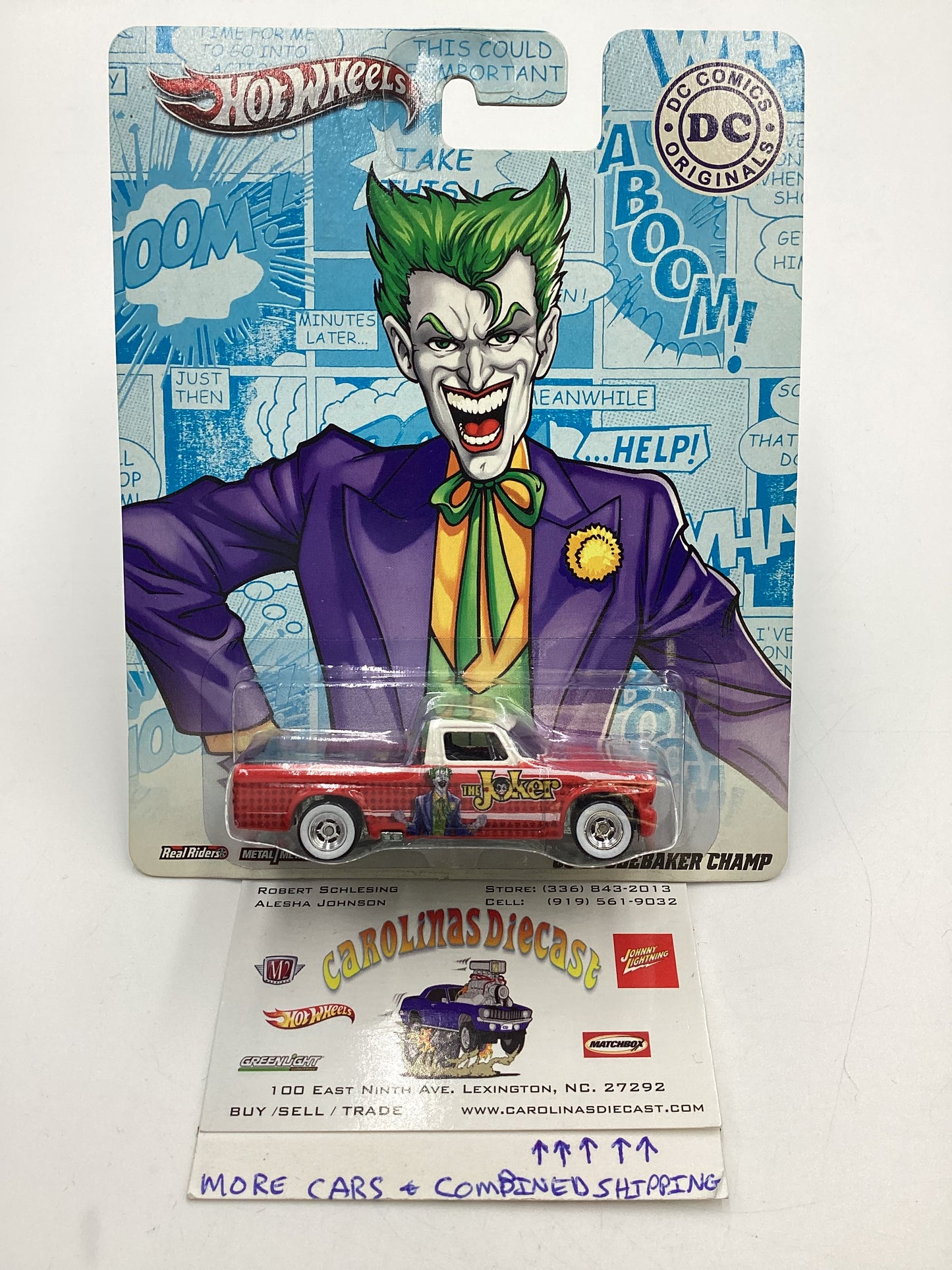 Hot Wheels Pop Culture DC Comics The Joker 63 Studebaker Champ Red with protector