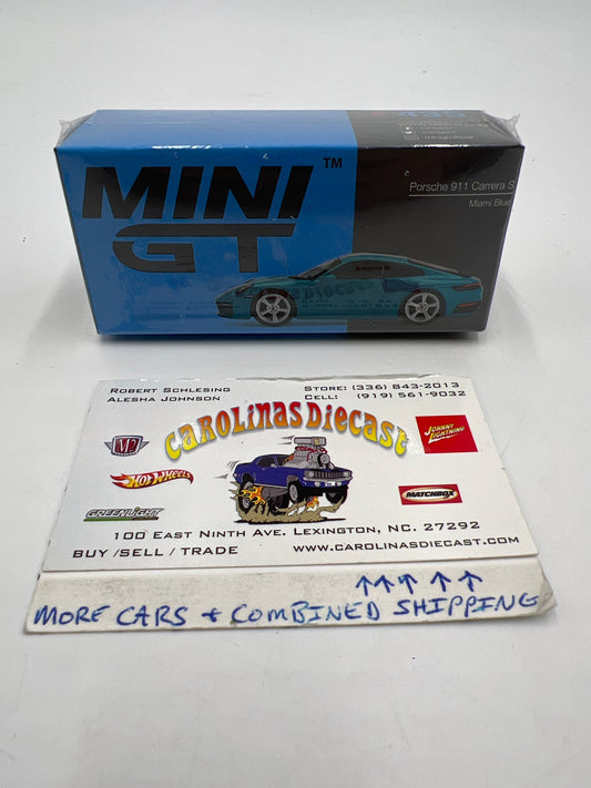 MiniGT Porsche 911 Carrera S Miami Blue Sealed