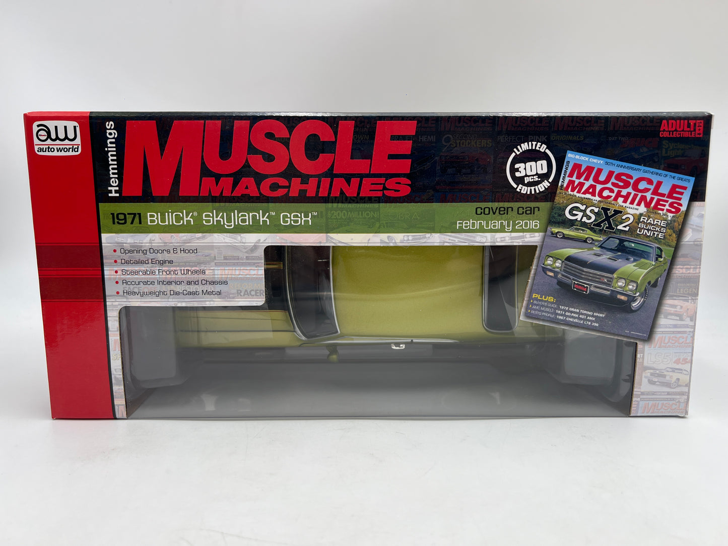 Auto World 1:18 Scale Hemmings Muscle Machines #27/300 1971 Buick Skylark GSX Green VHTF