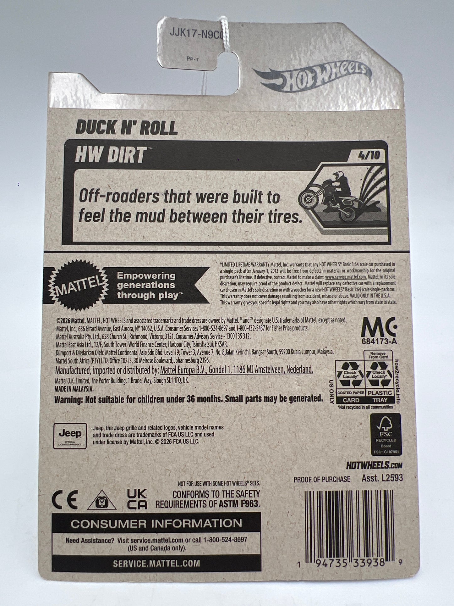 2026 Hot Wheels J Case #174 Duck N Roll Orange