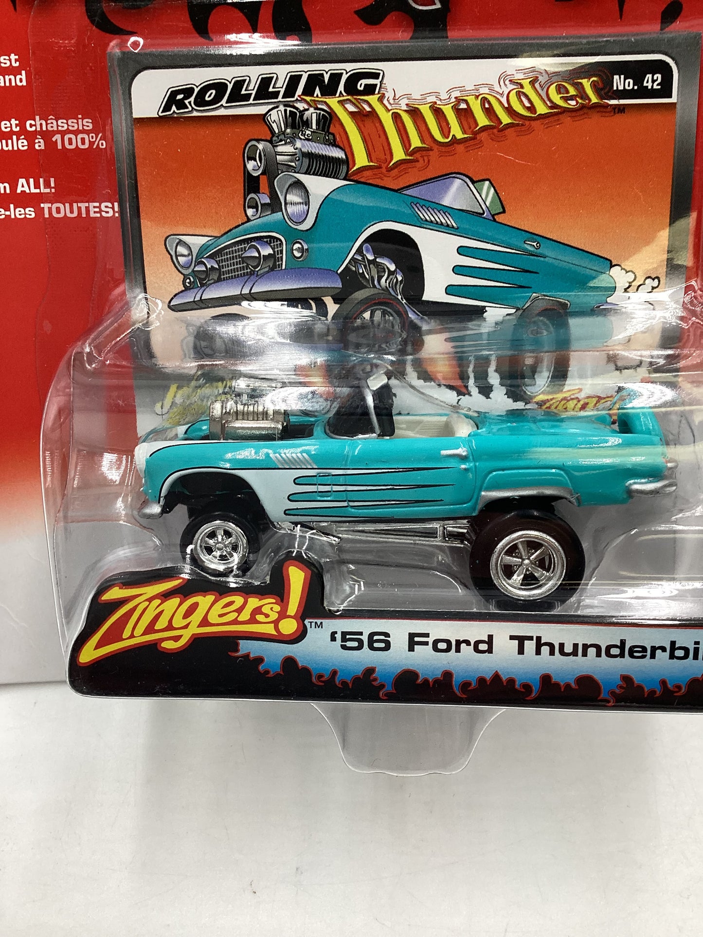 Johnny lightning Street freaks zingers #42 56 Ford Thunderbird Blue *Veins* 190D