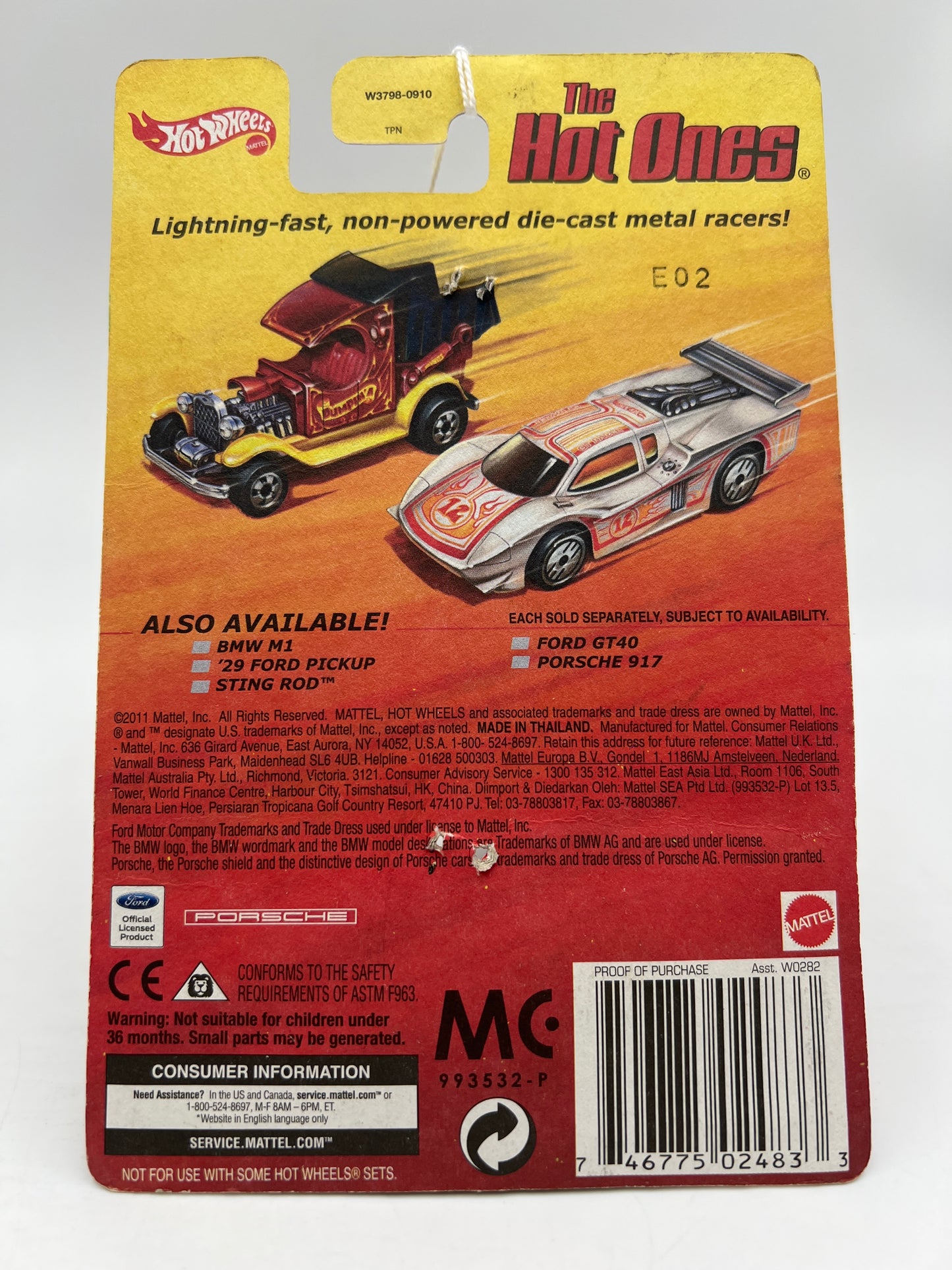 Hot Wheels The Hot Ones Ford GT40 Orange Card Not Perfect 160L