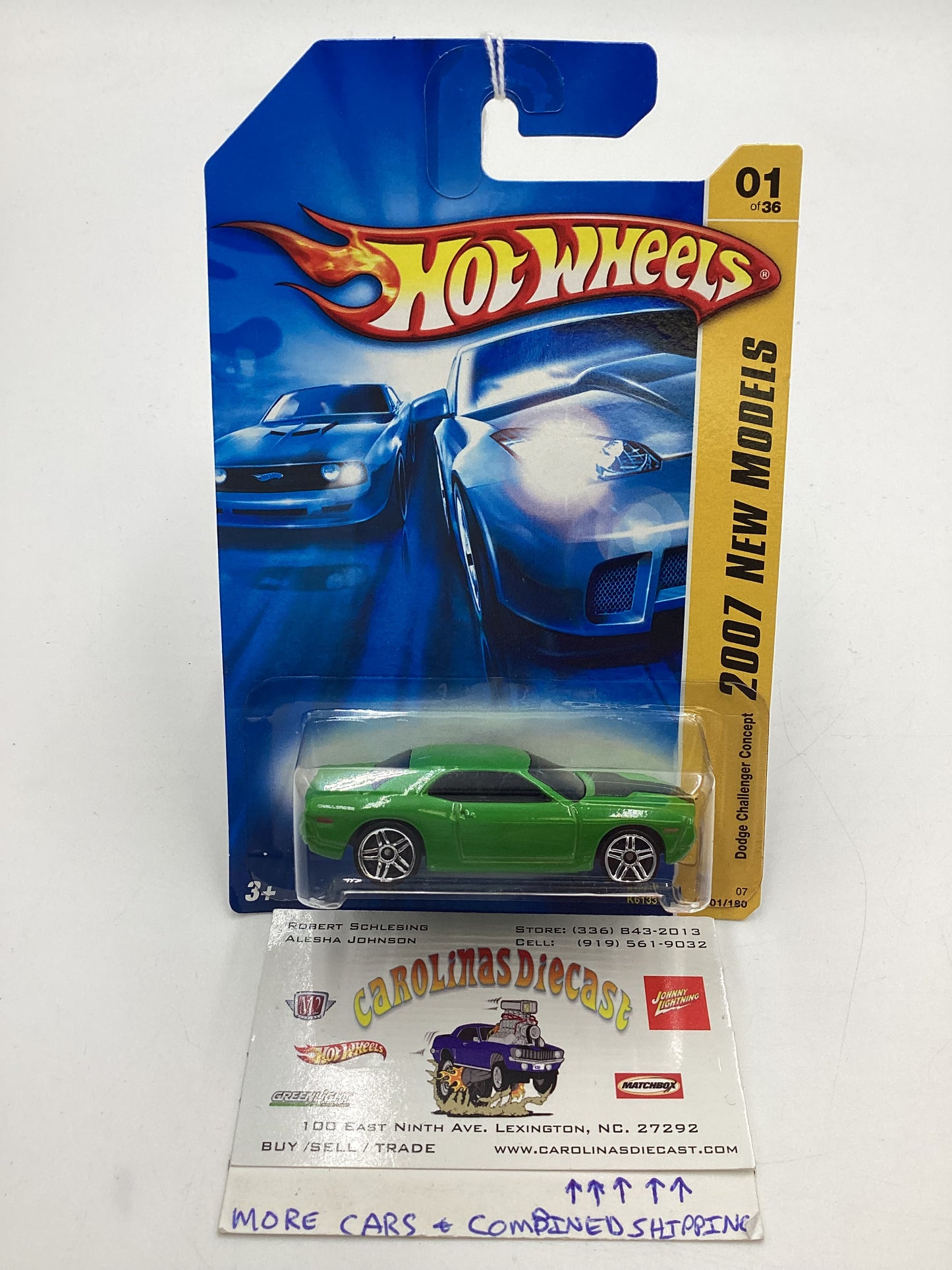 2007 Hot Wheels New Models #1 Dodge Challenger Concept Green PR5 Wheels 39D