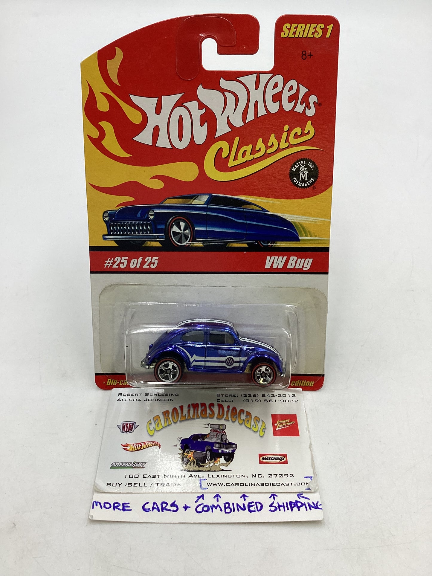 Hot wheels Classics series 1 #25 VW Bug Blue Rare Black Interior