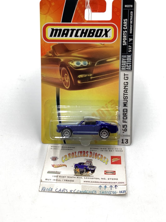 2008 Matchbox #13 65 Ford Mustang GT blue 19F
