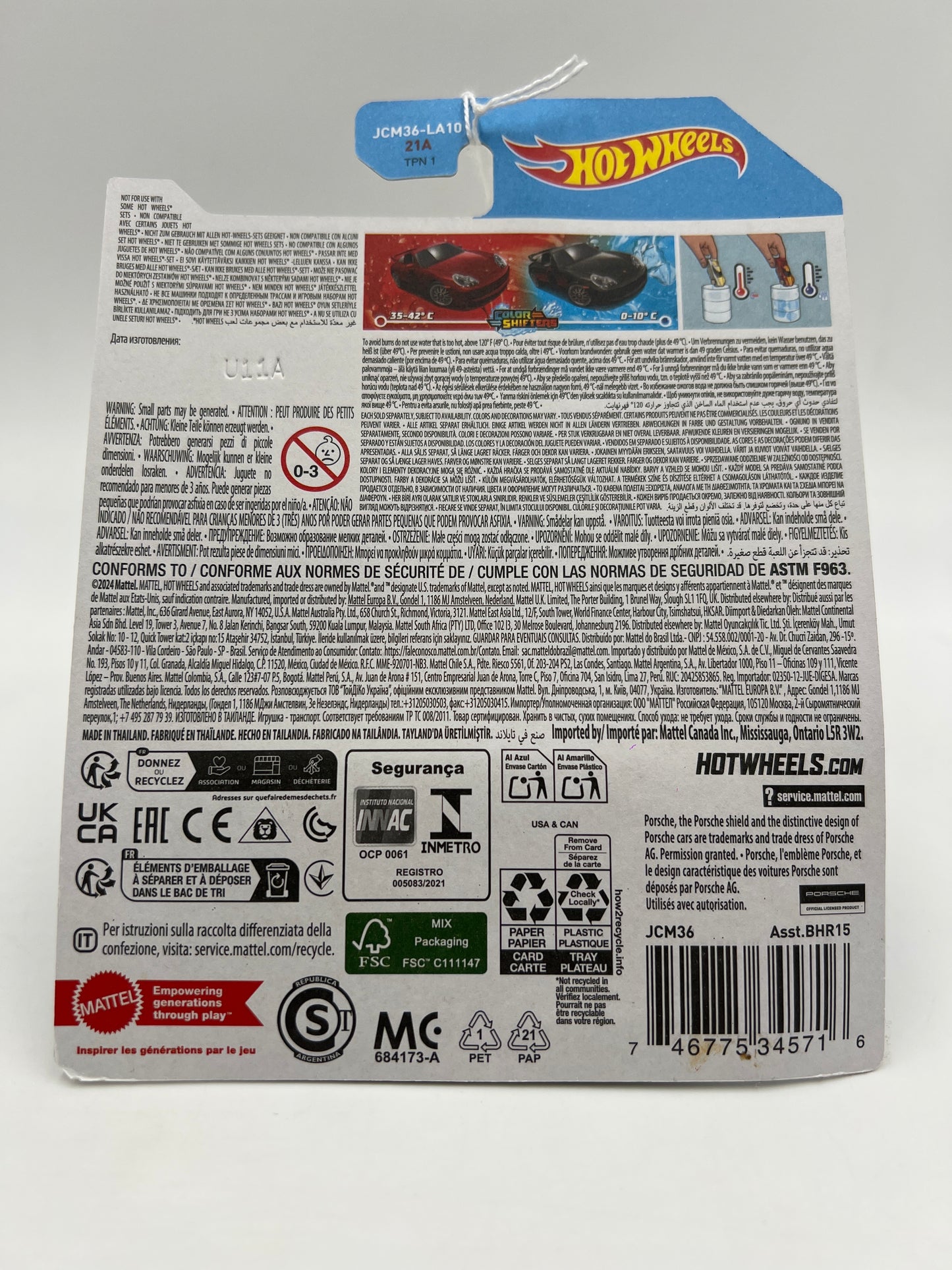 2025 Hot Wheels Color Shifters Porsche 911 GT3 Cup 110D