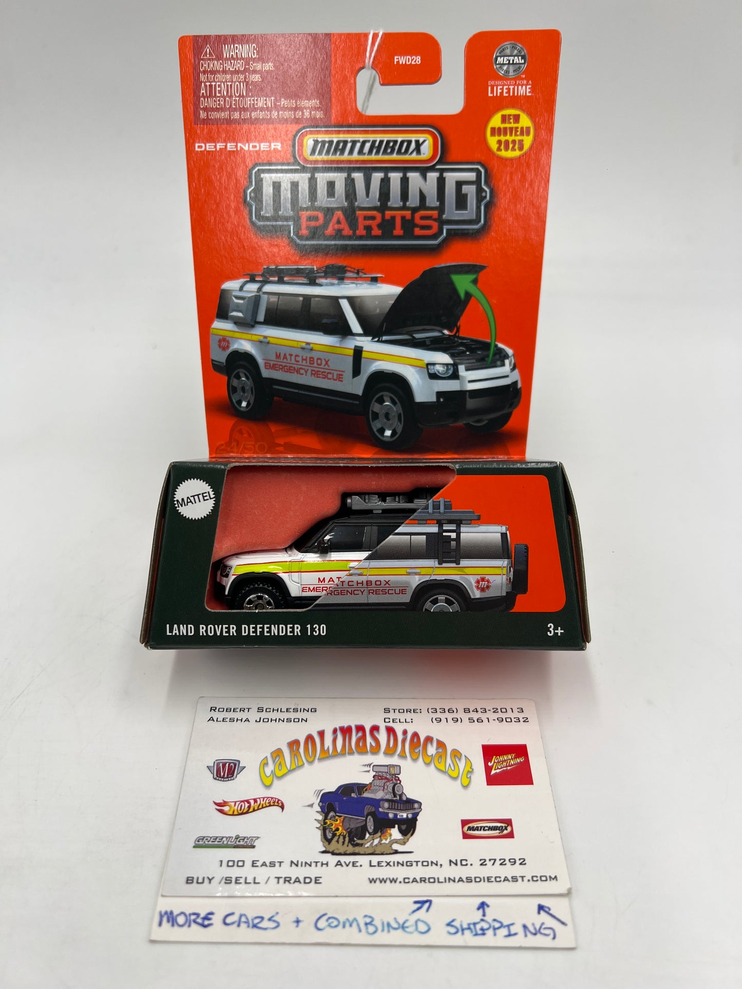 2025 Matchbox Moving Parts #24 Land Rover Defender 130 White 167F