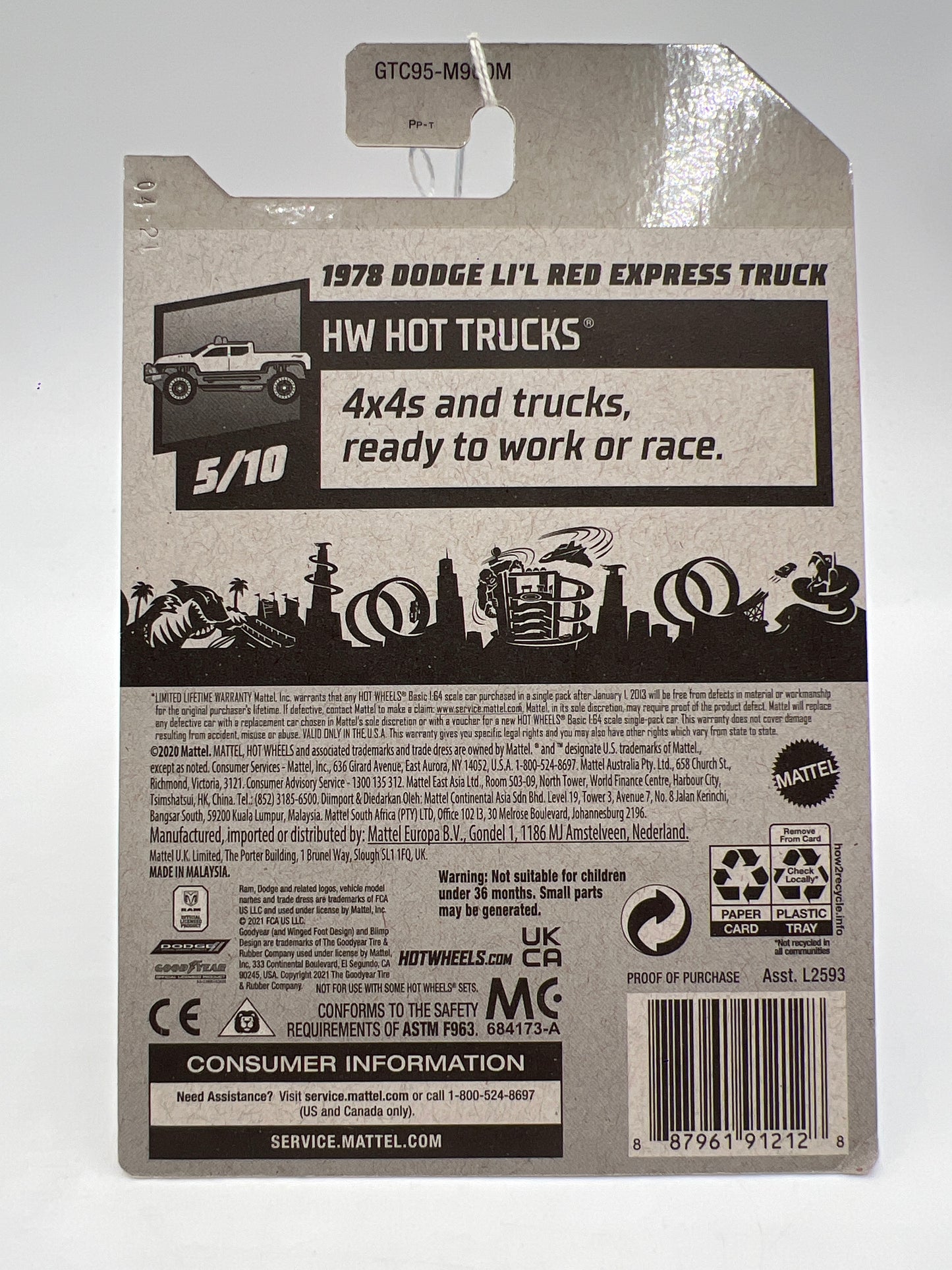 2021 Hot Wheels Treasure Hunt Hot Trucks #212 1978 Dodge Lil Red Express Truck Green 282A