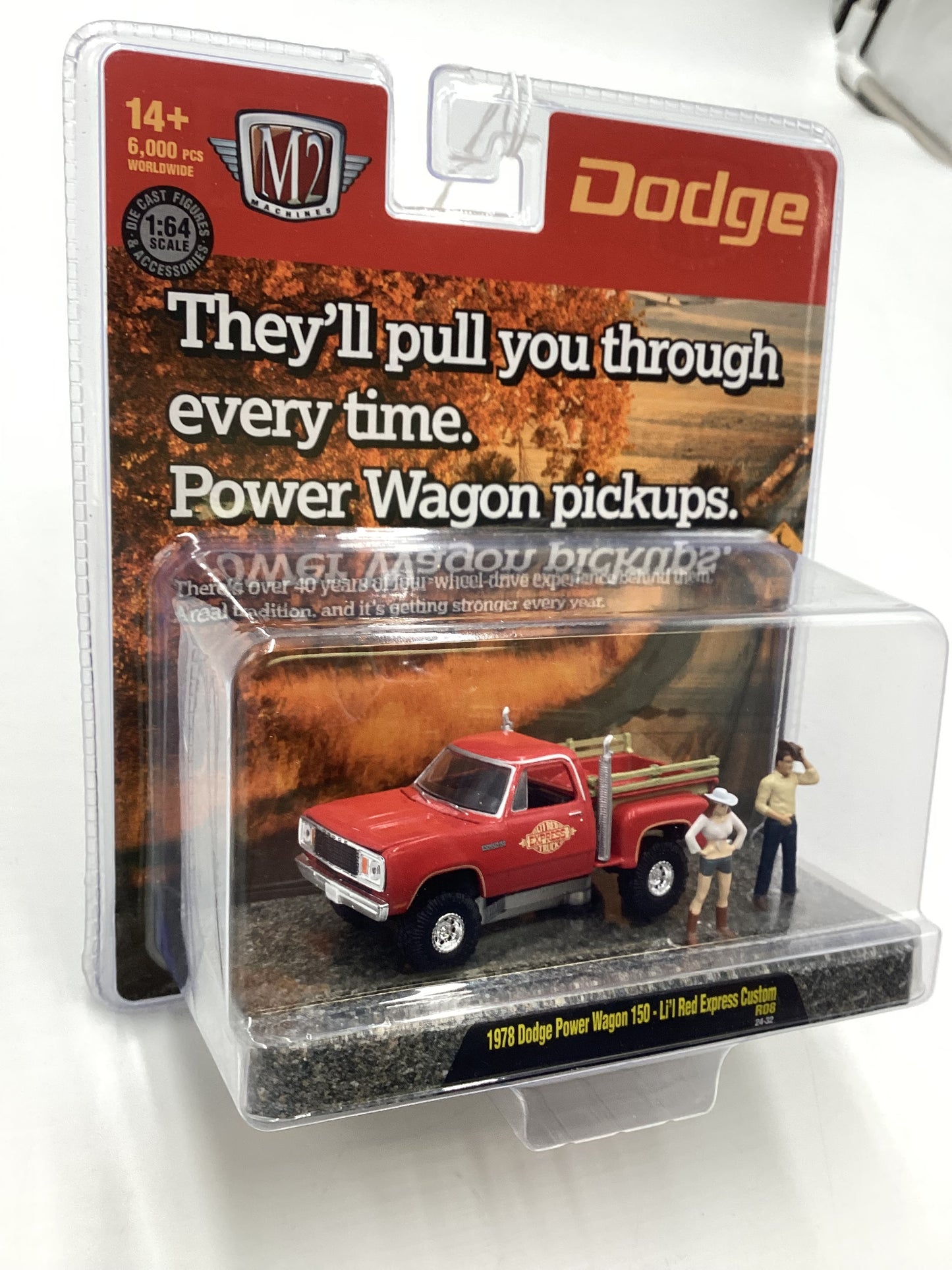 M2 Machines Diorama 1978 Dodge Power Wagon 150 Lil Red Express Custom Red R08 198E