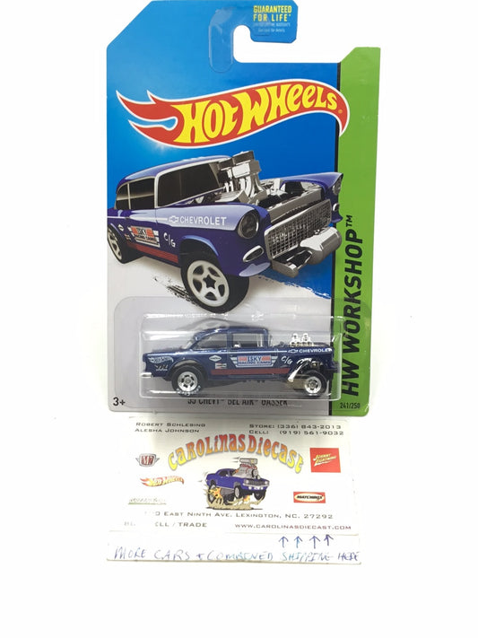 2014 hot wheels super treasure hunt 1955 Chevy Bel Air Gasser #241 W/Protector