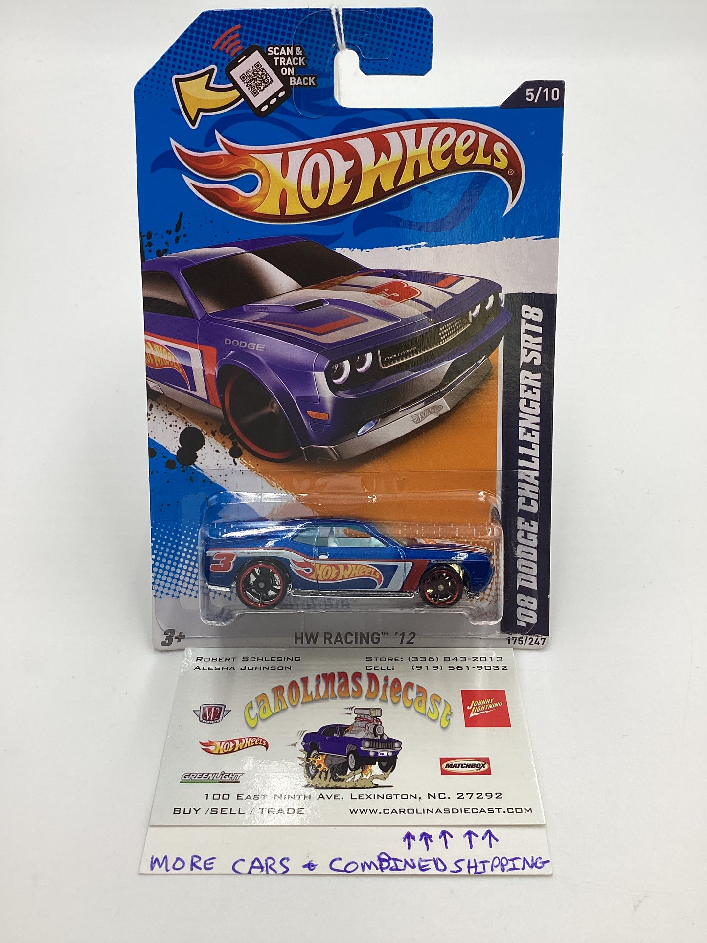 2012 Hot Wheels Racing #175 08 Dodge Challenger SRT8 Blue 53F