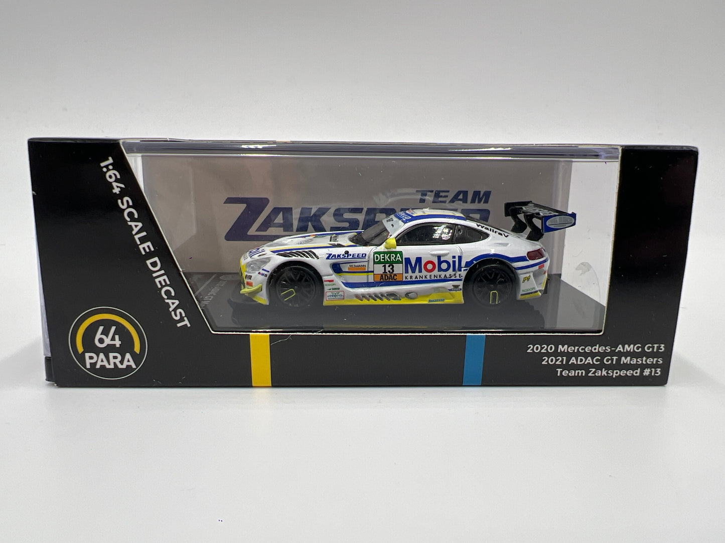 Para64 1:64 Scale Diecast Team Zakapeed #13 Mobil 2020 Mercedes-AMG GT3 White
