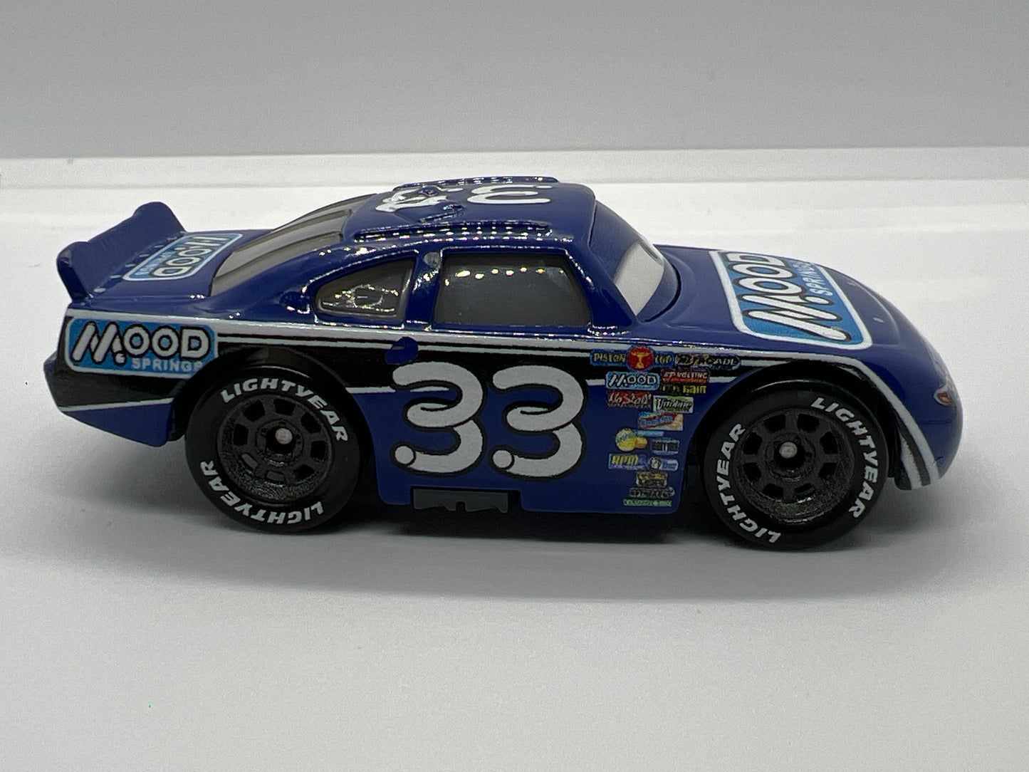 Disney Pixar Cars Dinoco 400 #33 Dud Throttleman Mood Springs Blue Loose