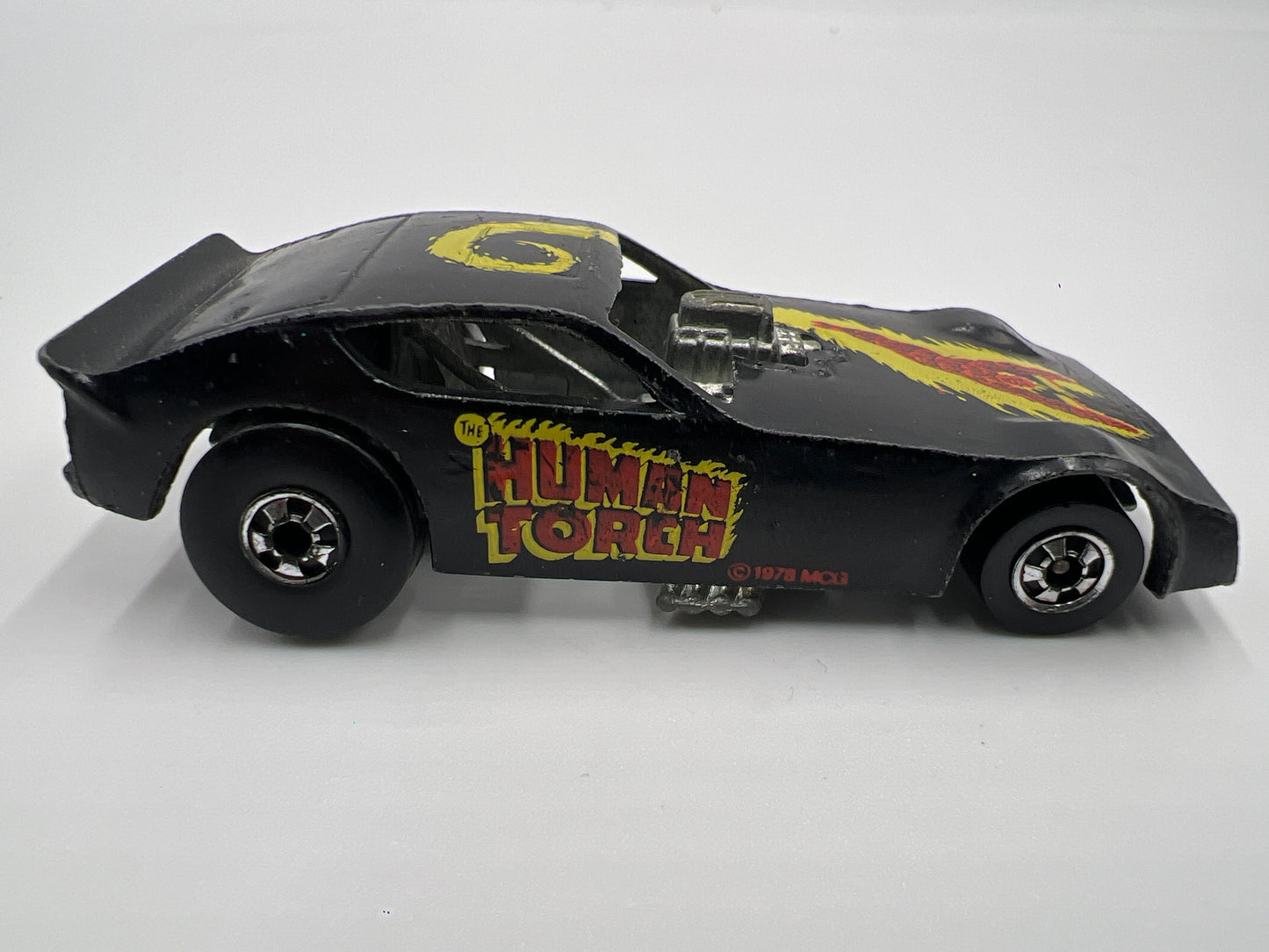 1977 Hot Wheels Blackwall Human Torch Funny Car Black Loose