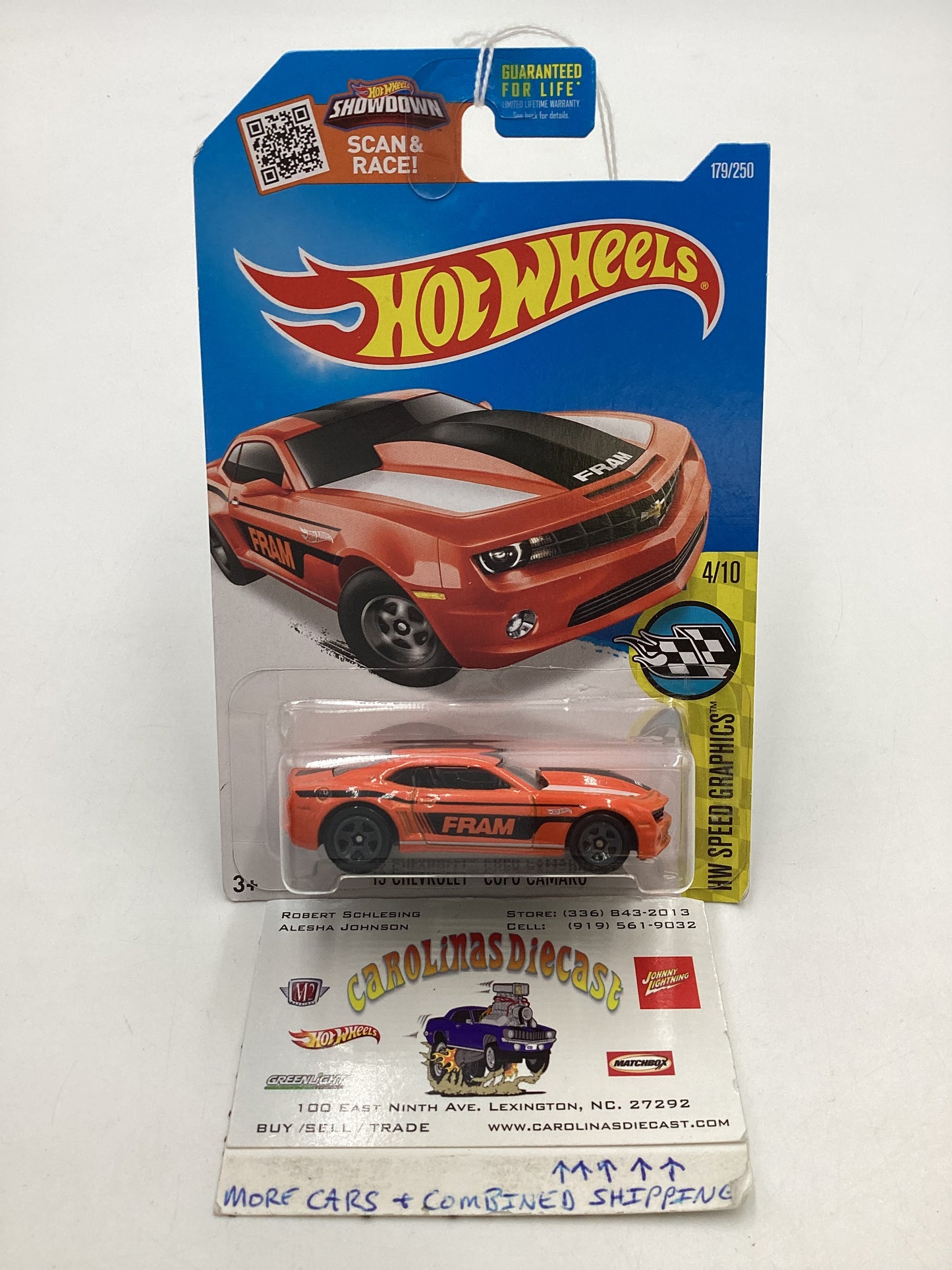 2016 Hot Wheels #179 Orange 13 Chevrolet Copo Camaro 7i