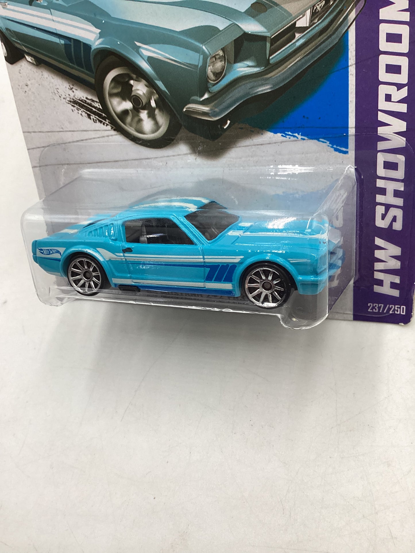 2013 Hot Wheels #237 Light Blue 65 Mustang 2+2 Fastback 30H