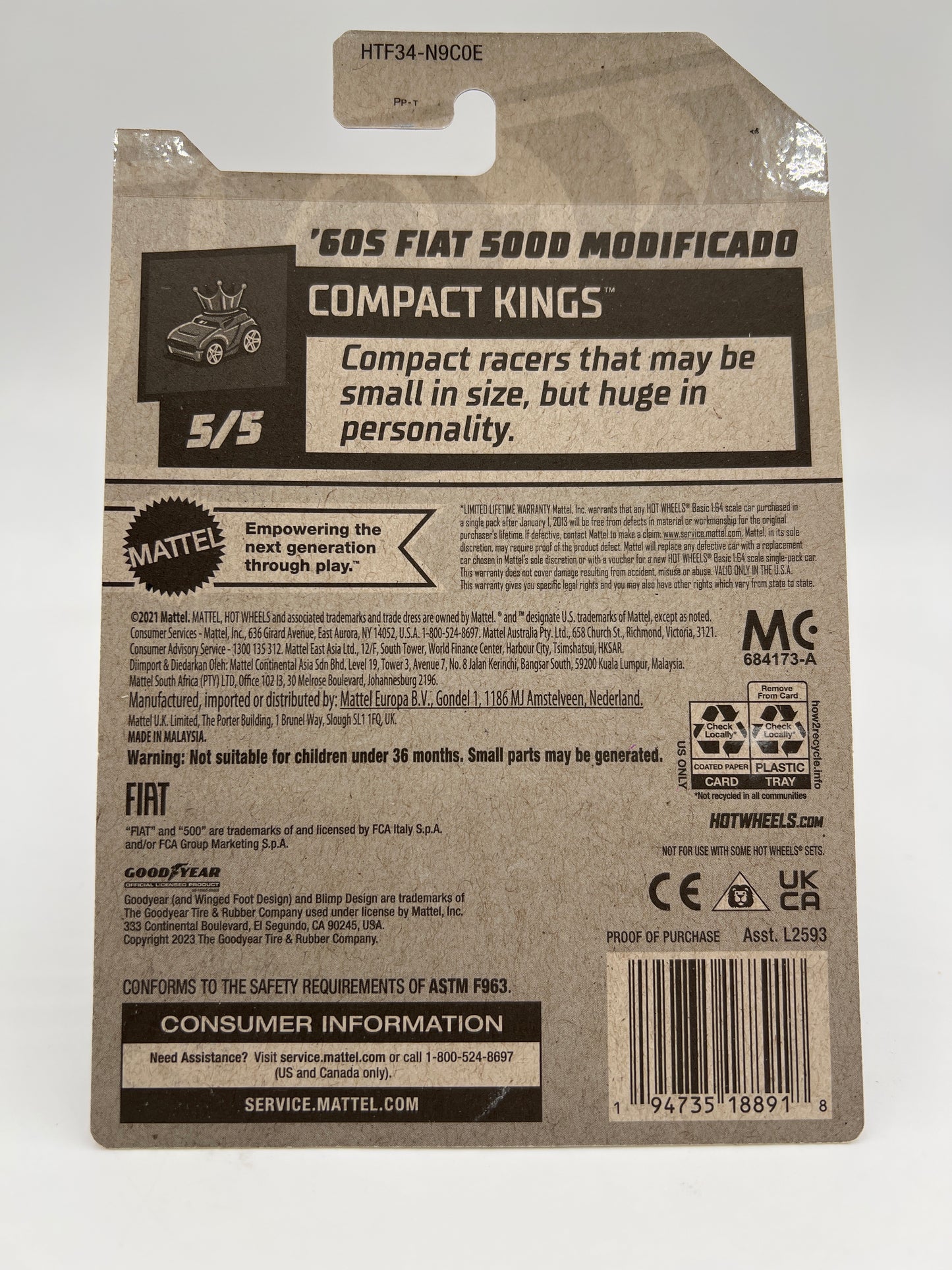 2024 Hot Wheels ERROR Super Treasure Hunt #117 60s Fiat 500D Modificado W/Protector