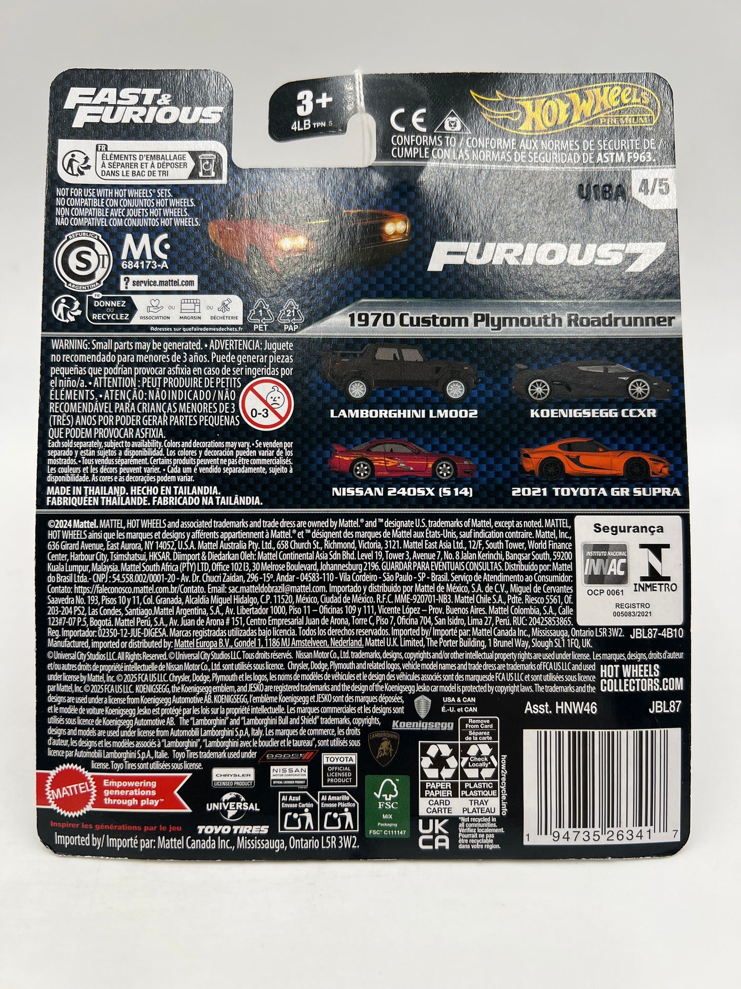 2025 Hot Wheels Premium Fast & Furious #4 1970 Custom Plymouth Roadrunner Orange 246E