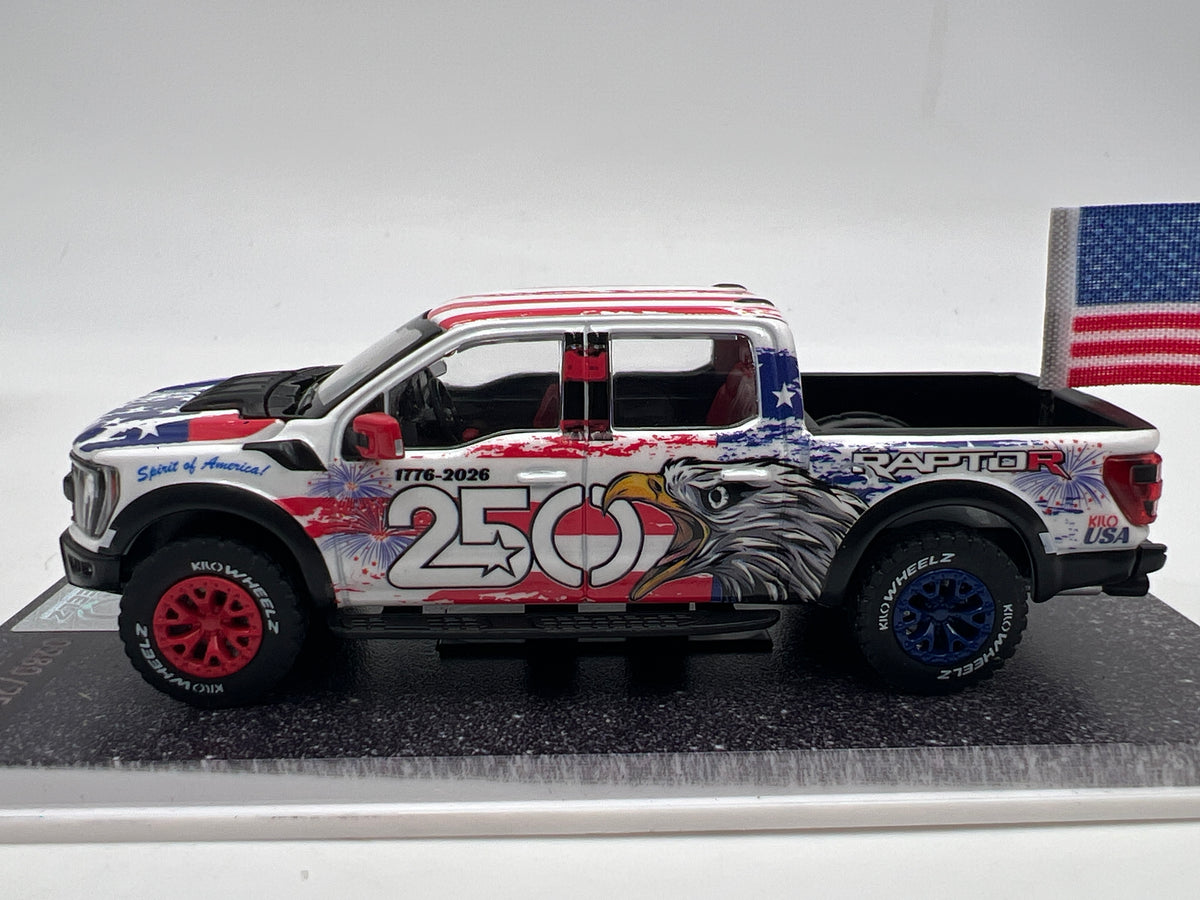 Kilo Wheelz 1/64 Klub Exclusive #280/2500 Spirit Of America 250th 2023 Ford F-150 Raptor R