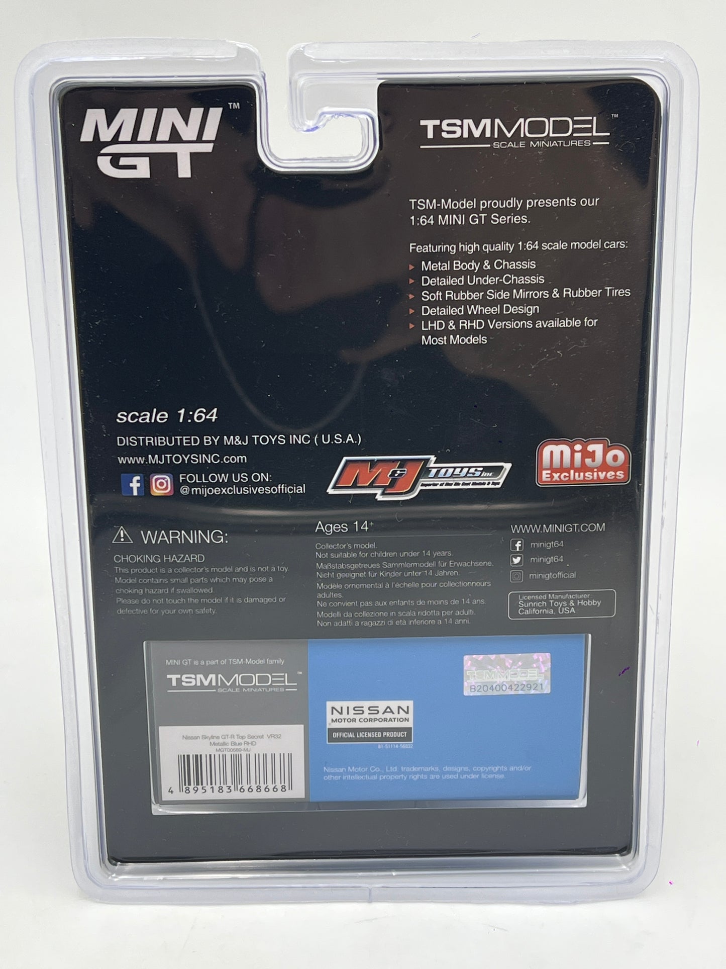 Mini GT MiJo Exclusives #589 Nissan Skyline GT-R Top Secret Blue