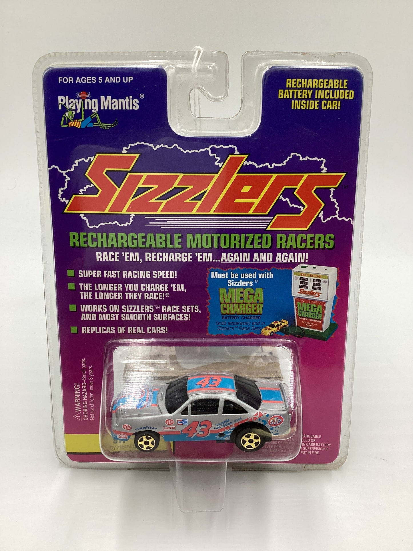 Playing Mantis Sizzlers Rechargeable Motorized Racers STP Bobby Hamilton Silver #43 (SR)