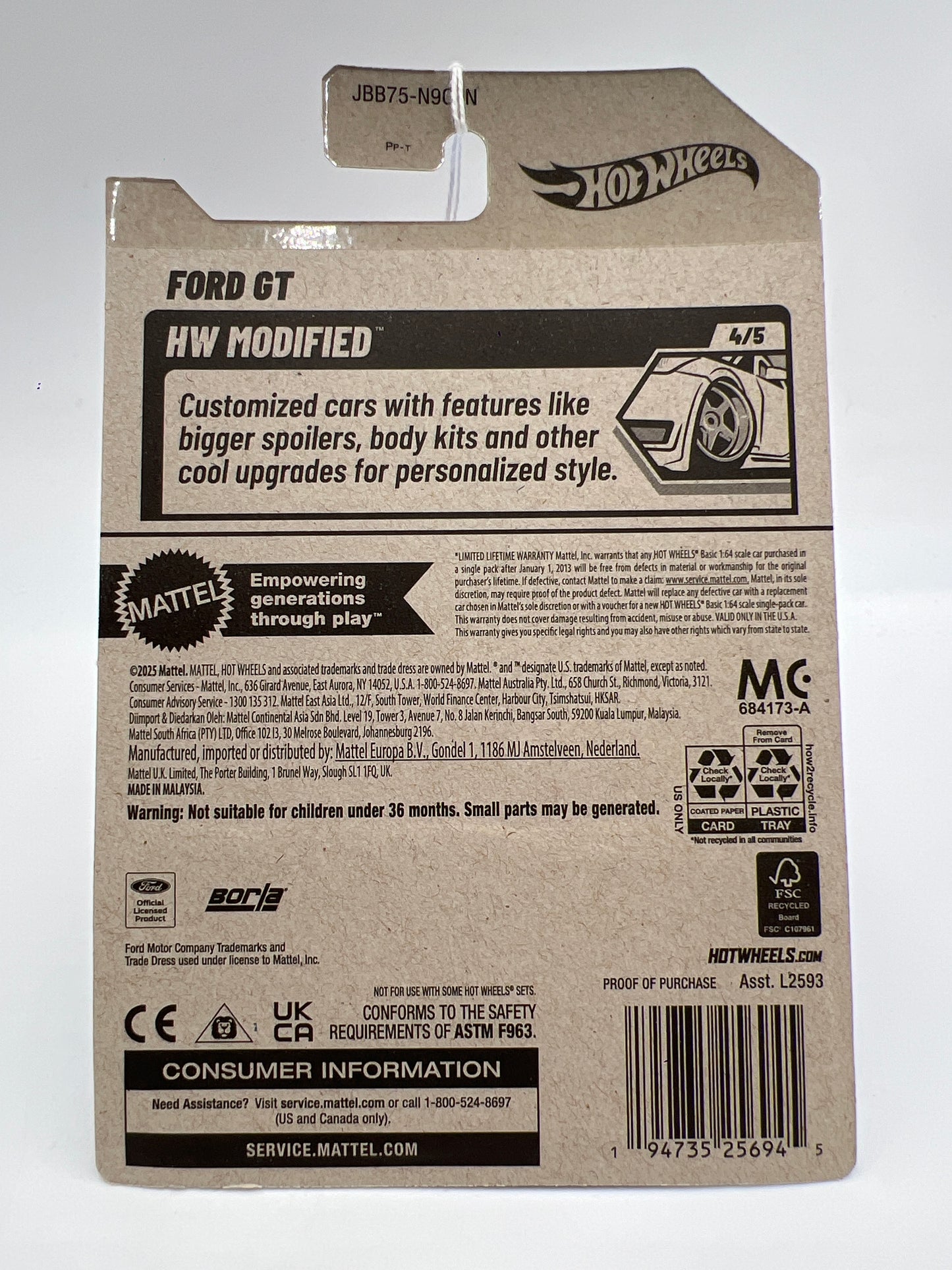 2025 Hot Wheels N Case Modified #159 Ford GT Black Borla 25D