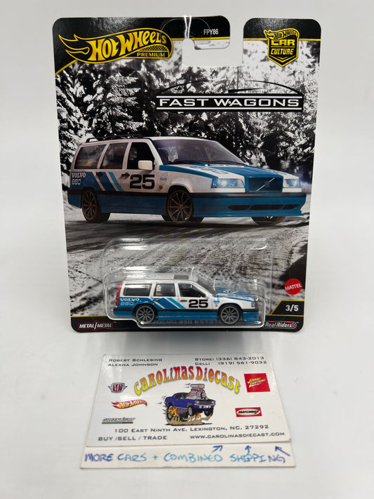 2025 Hot Wheels Car Culture Premium Fast Wagons #3 Volvo 850 Estate Blue/White 259E